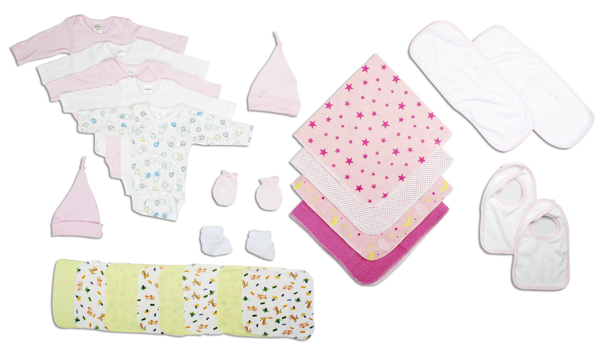 Bambini Newborn Baby Girls 17-Piece Layette Set - Soft Cotton Outfits for Newborns - Perfect for Hospital, Photo Shoots & Gift Giving