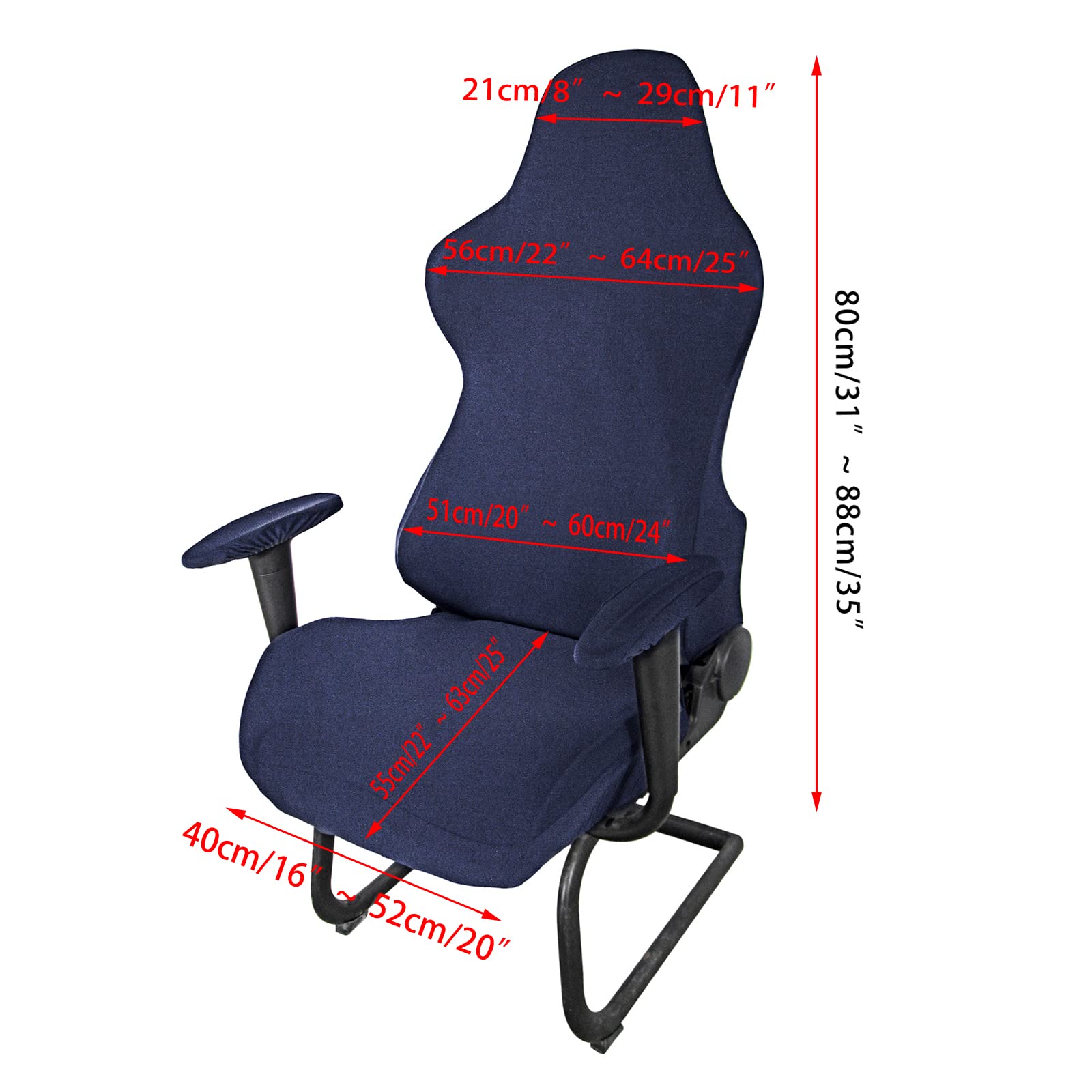 BTSKY Ergonomic Gaming Chair Cover - Stretchy Polyester Slipcover for Office Computer & Racing Chairs - Universal Fit for Reclining Chairs (Navy Blue, Chair Not Included) | Perfect for Home Office, Gaming Setup & Workspace Comfort