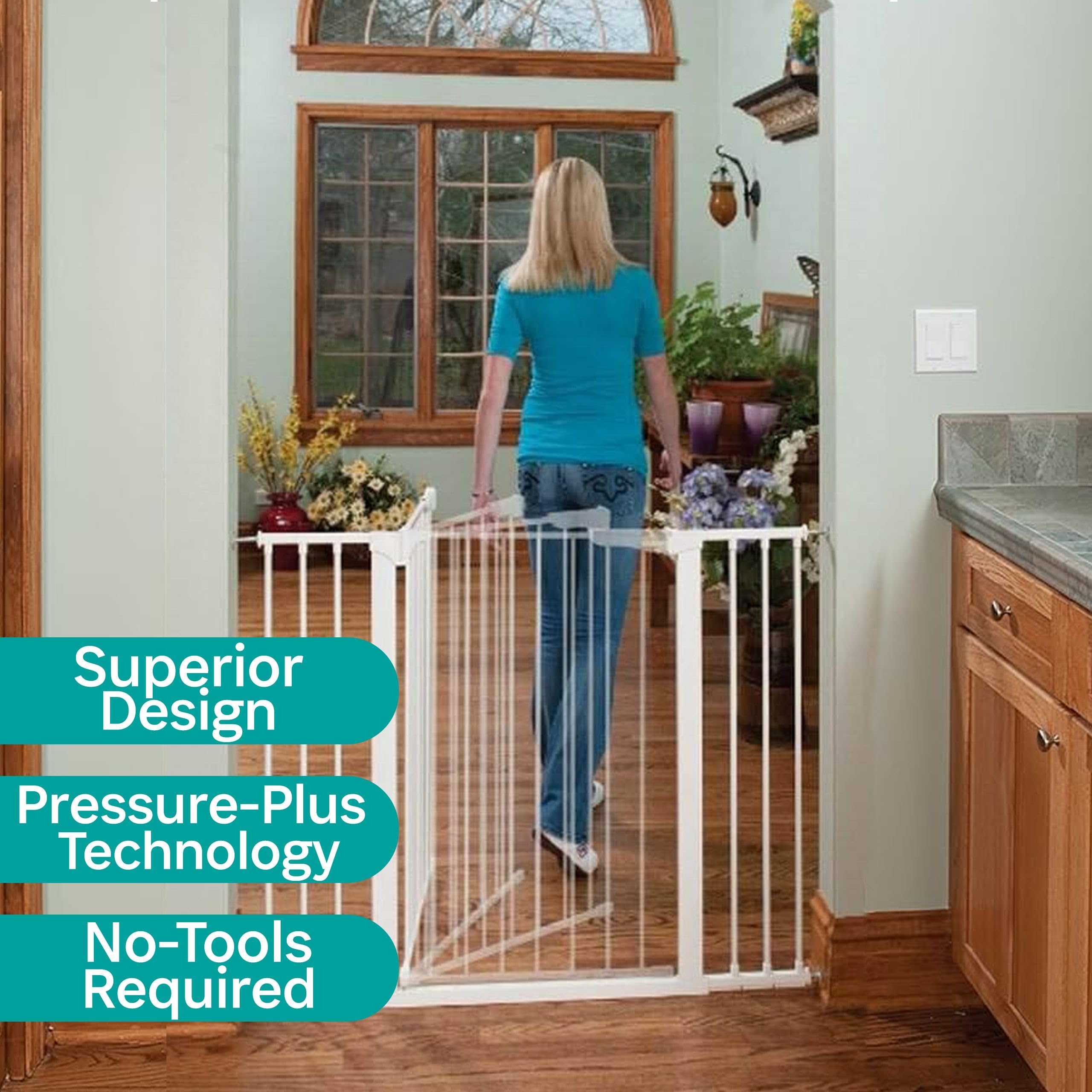KidCO Tall and Wide Auto Close Safety Gate for Babies and Pets - White | Perfect for Stairs, Doorways & Hallways (Childproof Home Solution)