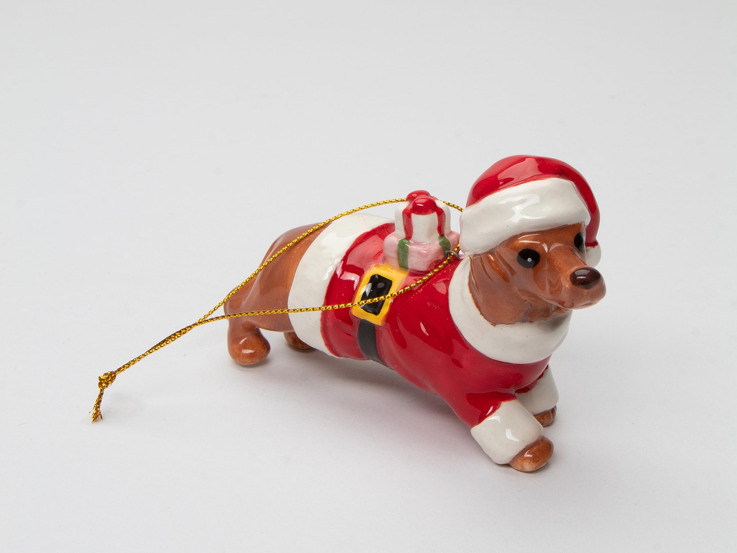 57011 Dachshund Dog Dressed Like Santa Claus Ceramic Christmas Ornament - Perfect for Holiday Tree Decorations & Festive Gift Giving