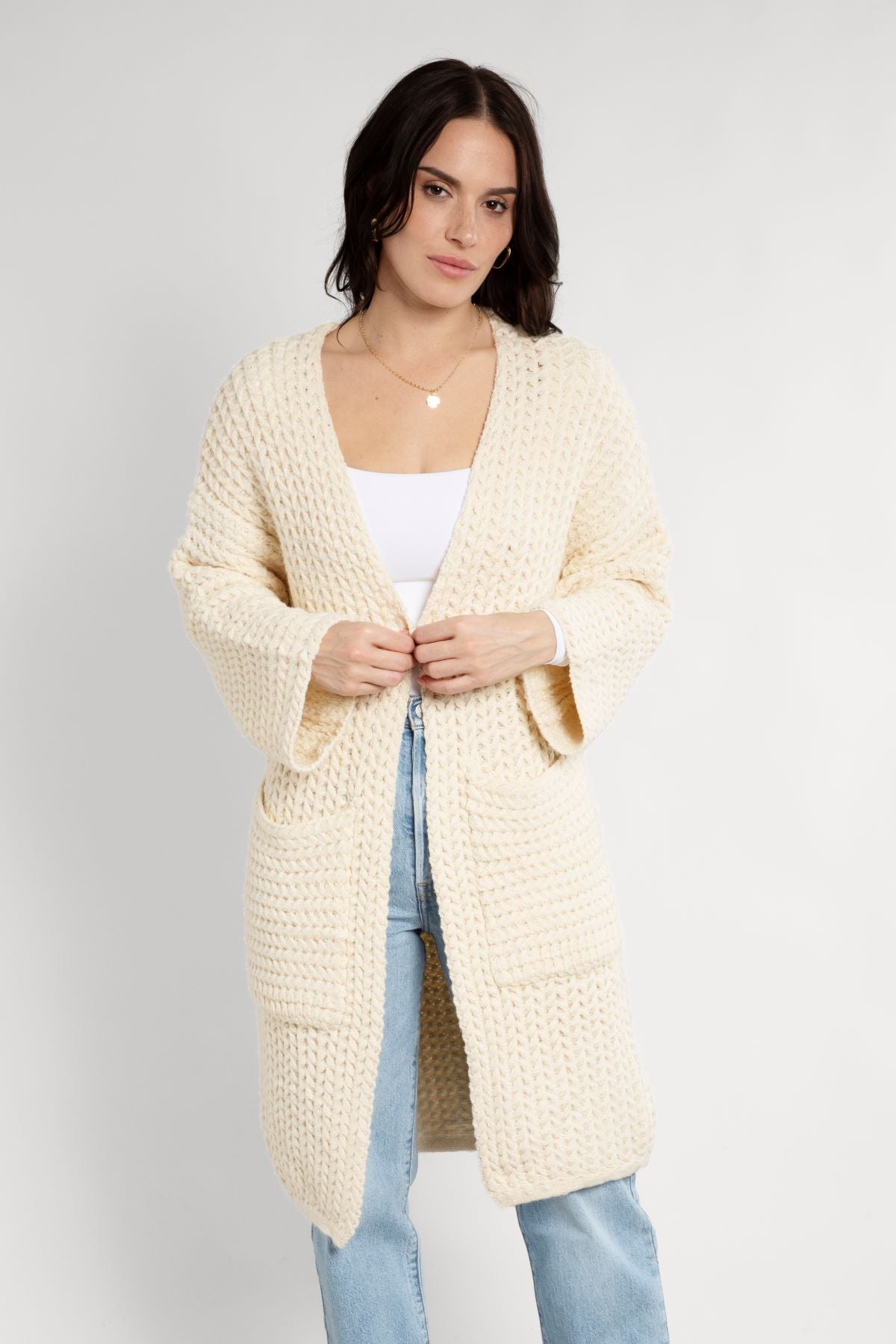 Women's Long Sleeve Kimono Cable Knit Cardigan Sweater - Cozy Fall Winter Wrap for Casual Outfits & Layering