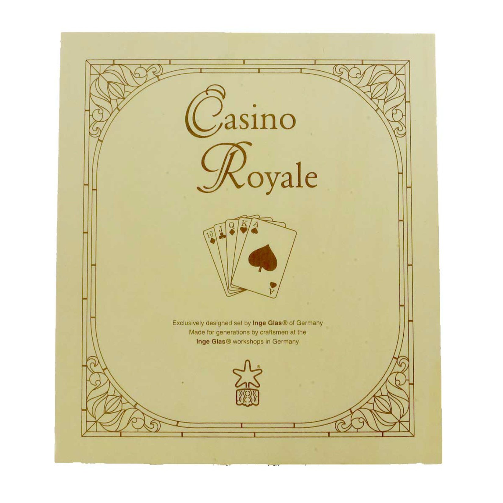 INGE GLAS Casino Royale Blown Glass Playing Card Ornaments - Handcrafted Gambling Theme Decor for Home, Bar, or Casino Party Decorations