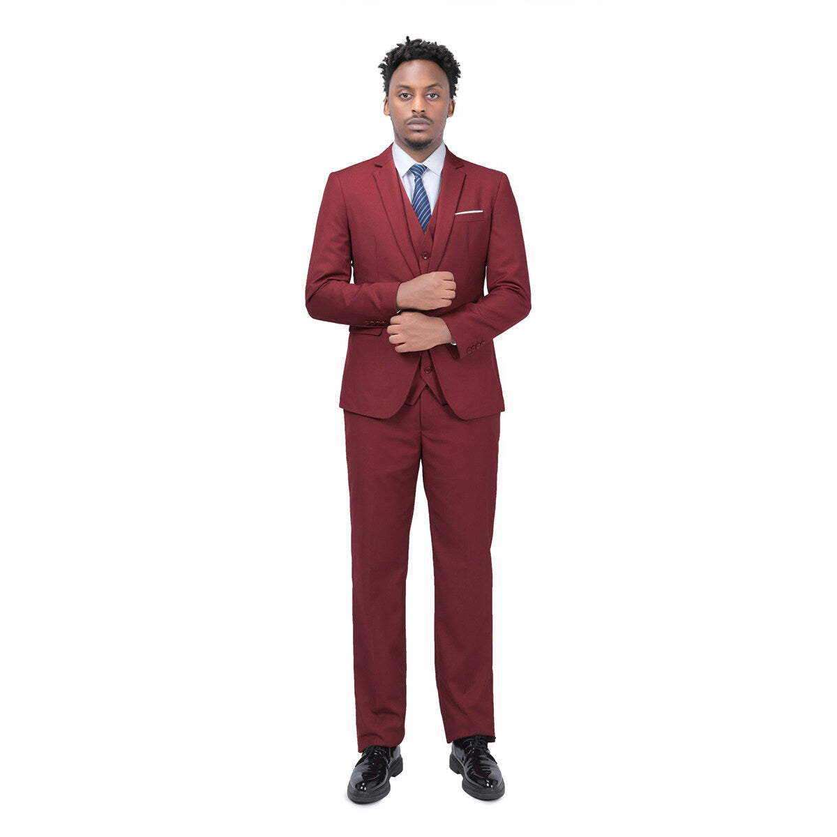 3-Piece One-Button Formal Suit for Men - Classic Red Business Suit Set | Perfect for Weddings, Office Meetings & Special Occasions