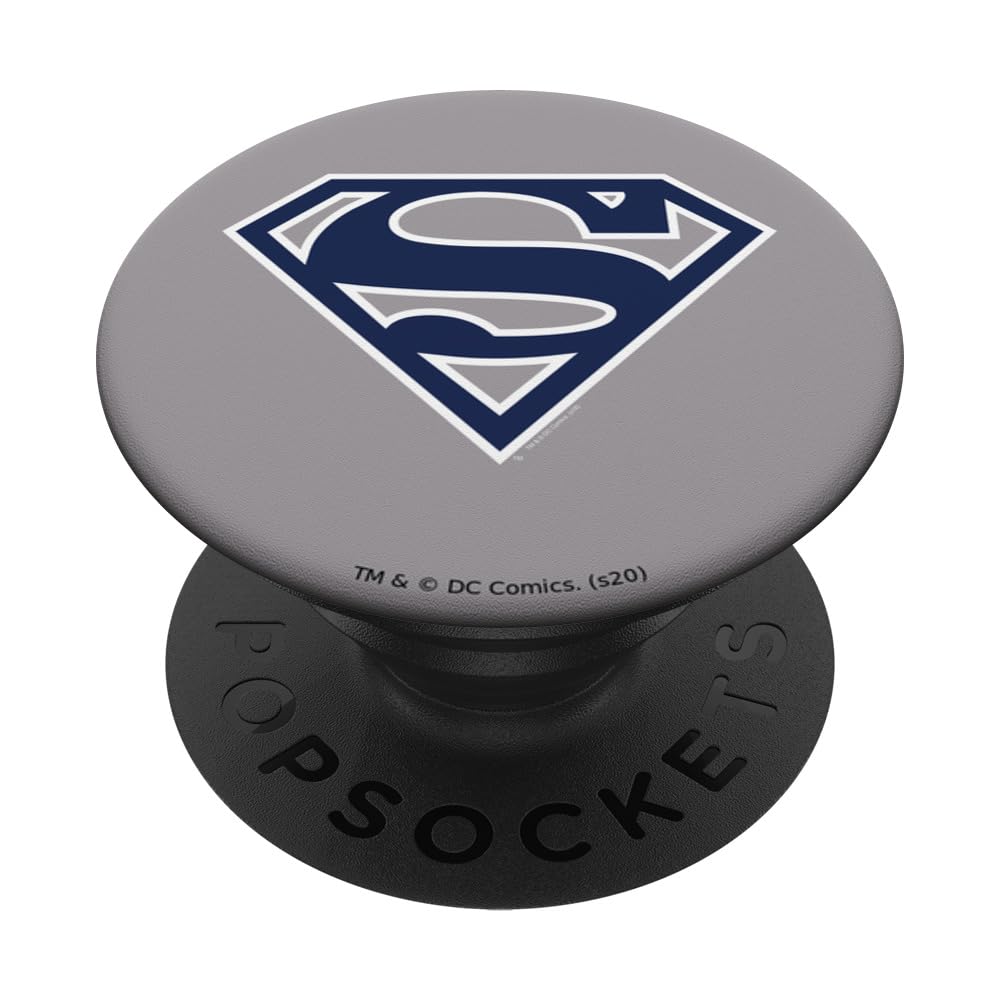 Superman Navy & White Classic Shield PopSockets Standard PopGrip - Phone Grip & Stand for Smartphones - Perfect for Fans, Daily Use & Gift Giving