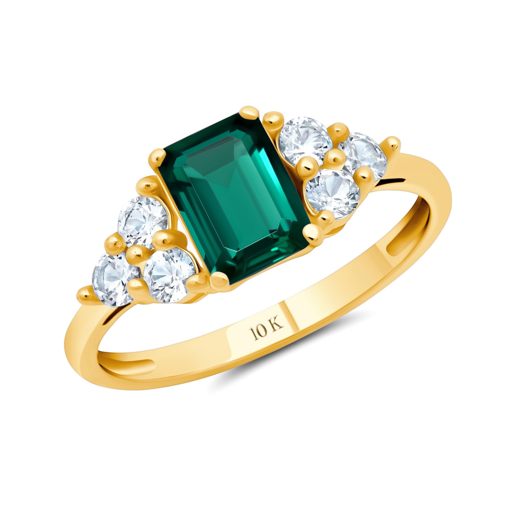 10K Gold Emerald Cut Birthstone Ring for Women - Durable Anti-Tarnish Cocktail Ring | Anniversary Gift, Mother's Day Jewelry | Size 5-9 with Elegant Gift Box | Perfect for Weddings, Parties & Special Occasions