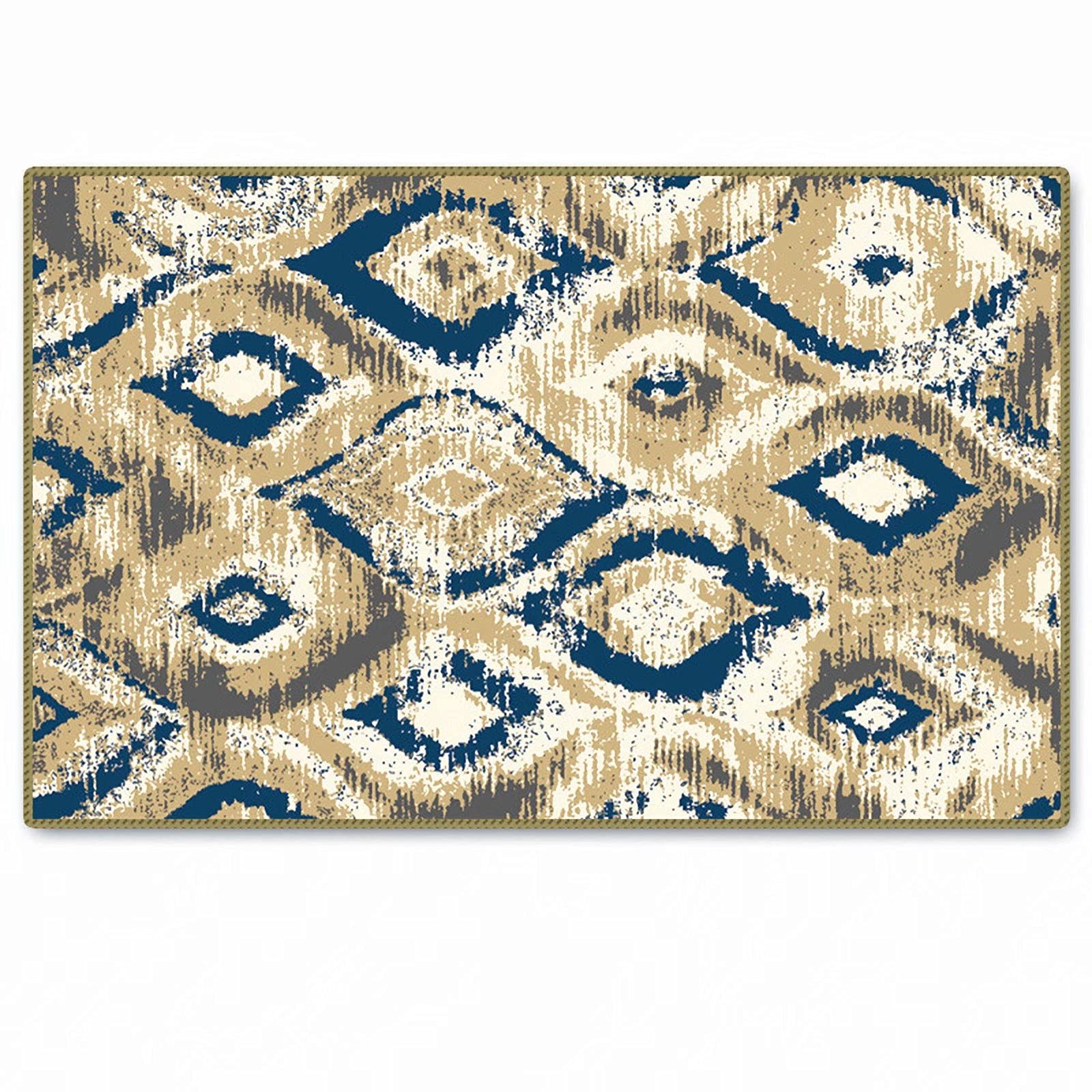Chenille Jacquard Fabric Indoor Floor Door Mat - Super Absorbent Low-Profile Mud Rug for Entrance, Washable Non-Slip Carpet with Geometric Flower Design (17.7x27.5 Inch, Gray/White) - Perfect for Home Entryway, Kitchen, Bathroom & Office