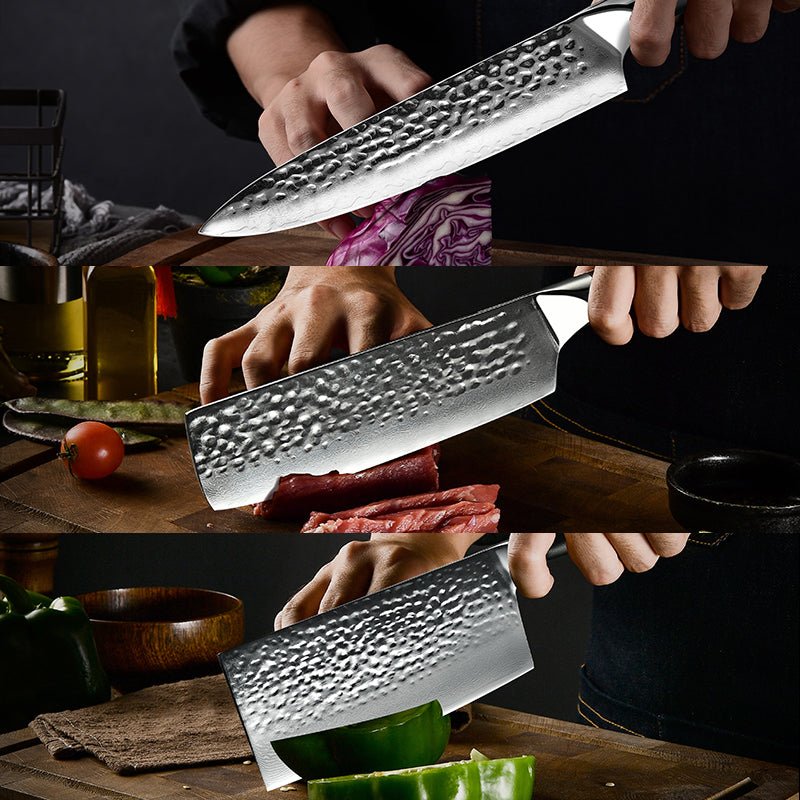 Premium Noir Professional Chef Knife Set with G10 Handle - High-Quality Kitchen Knives for Professional Chefs & Home Cooking - Perfect for Slicing, Dicing, and Chopping Vegetables, Meat, and Fruits