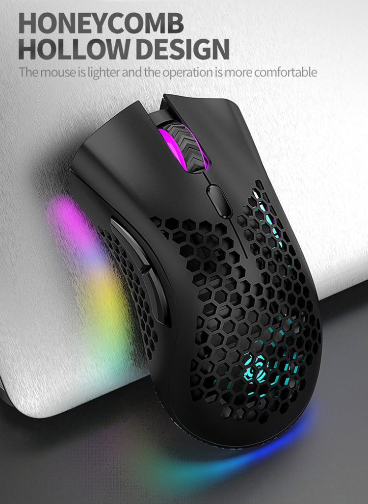 Professional Wireless Silent Mouse - 7 Button Backlit Ergonomic Gaming Mouse with Honeycomb Design (BM600) for PC, Laptop, Office & Gaming Use