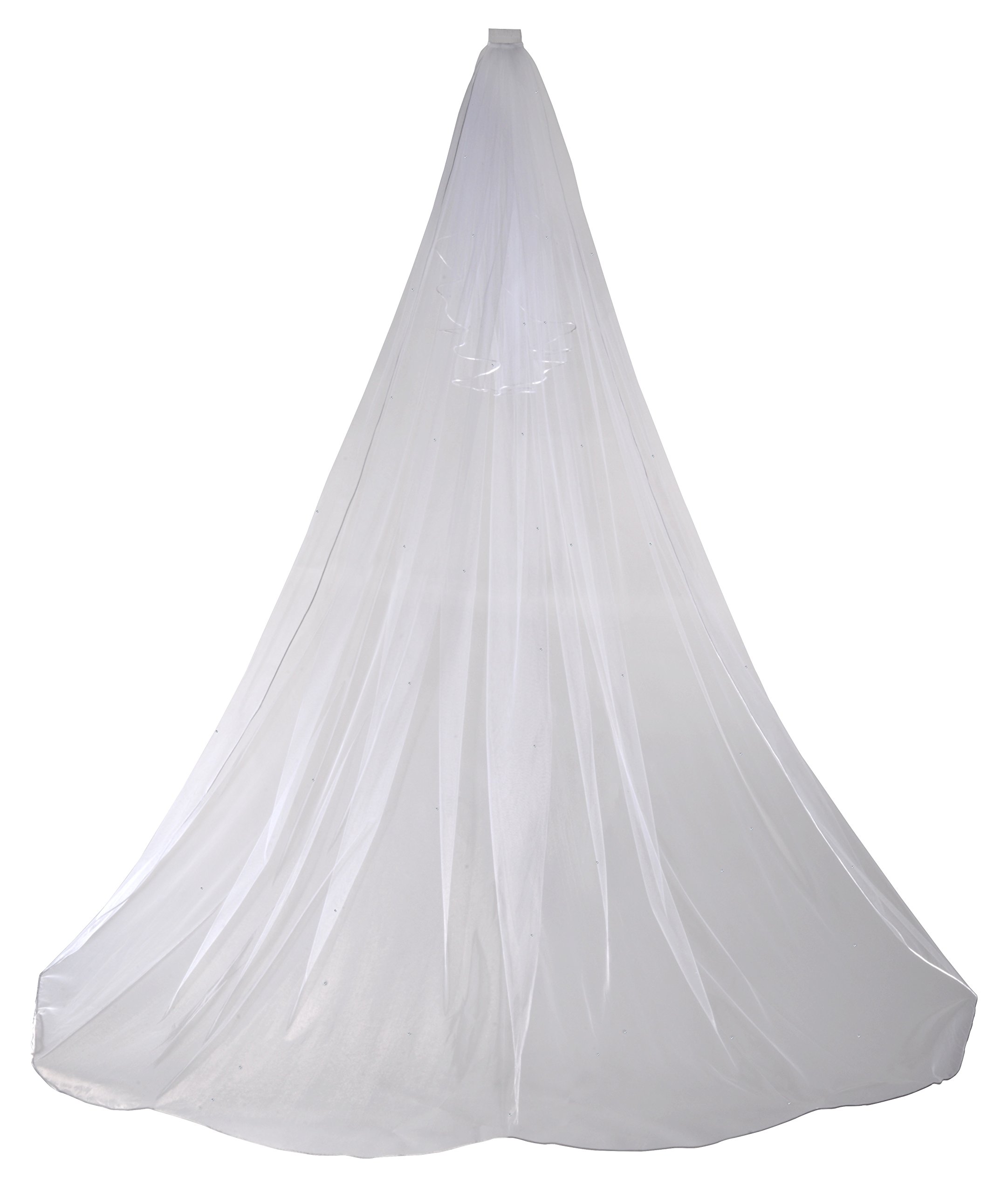 2 Tier Cathedral Bridal Veil with Crystals for Weddings