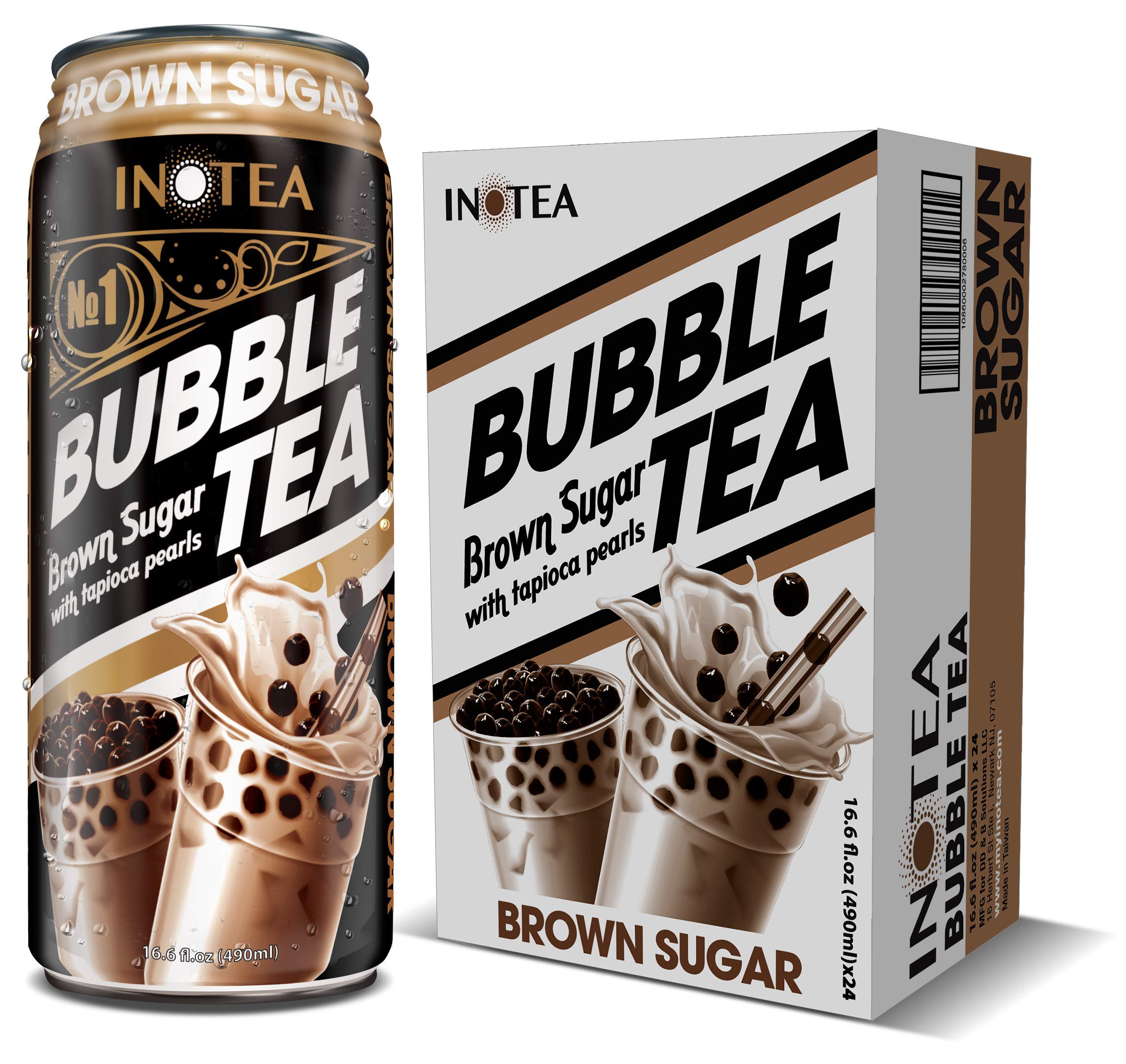Premium Brown Sugar Bubble Tea Drink - Ready to Drink Black Milk Tea with Boba in 16.6 oz Can (Pack of 24) | Convenient On-the-Go Beverage for Office, School & Parties