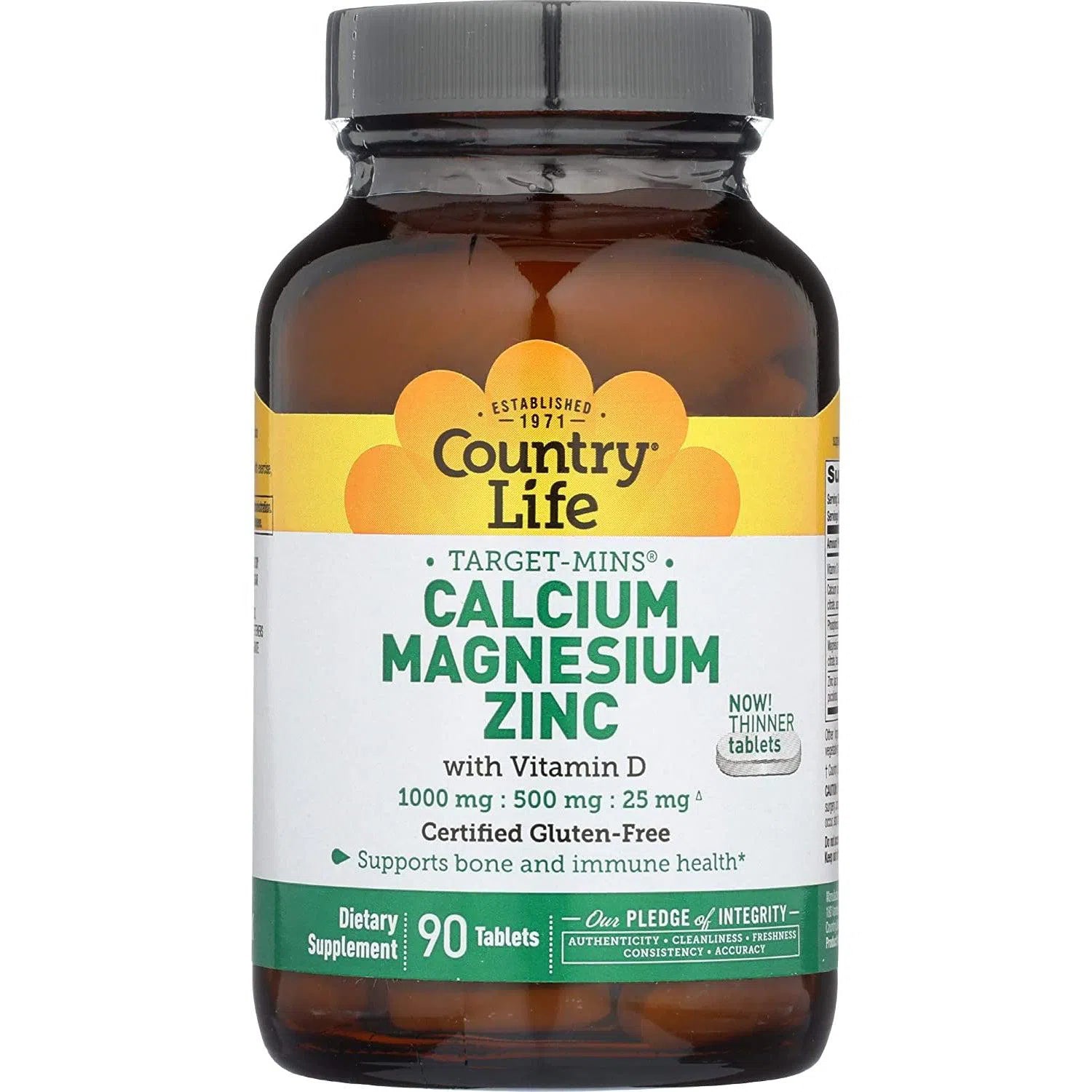 Country Life Target-Mins Calcium Magnesium Zinc with Vitamin D - Essential Bone & Immune Support Supplement for Adults - Perfect for Daily Wellness & Active Lifestyles