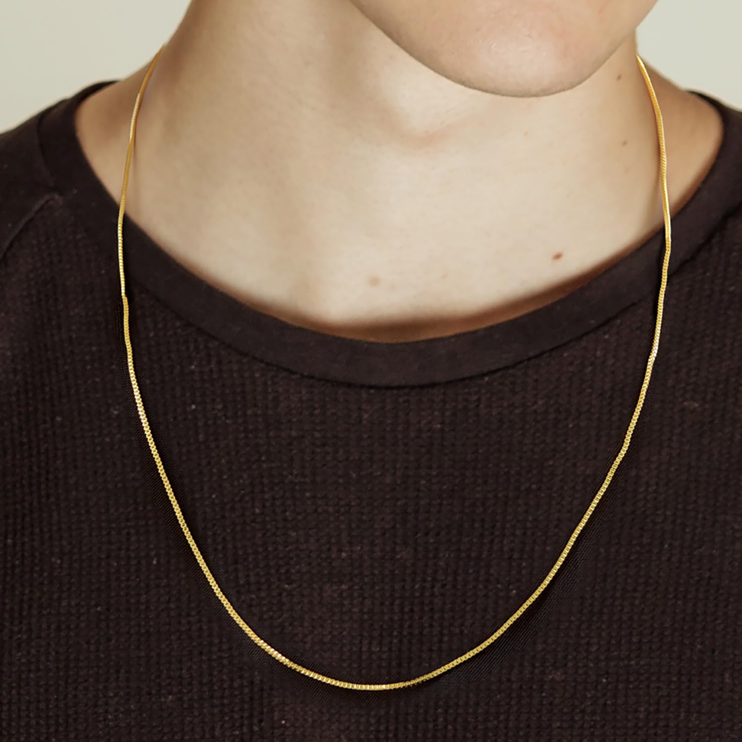 14K Gold Necklace for Women & Men - 1mm Thin Box Chain Minimalist Classic Hip-Hop Necklace - Non-Tarnish 16-26 Inch - Perfect for Everyday Wear, Gifts & Special Occasions