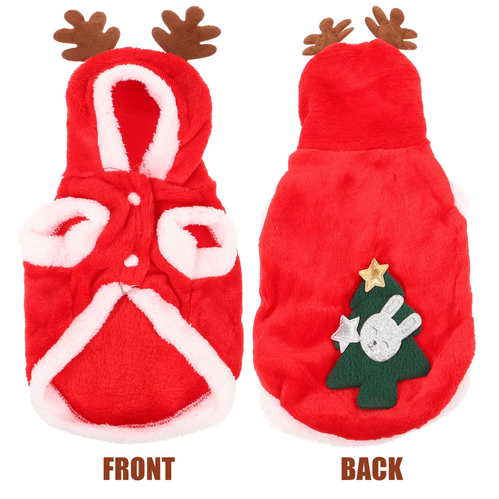 POPETPOP Christmas Dog Sweater - Santa Elk Dog Costume Hoodie | Xmas Pet Clothes for Small Dogs & Puppies | Warm Winter Coat & Holiday Outfit | Perfect for Christmas Photos & Indoor/Outdoor Festive Wear (Size S)