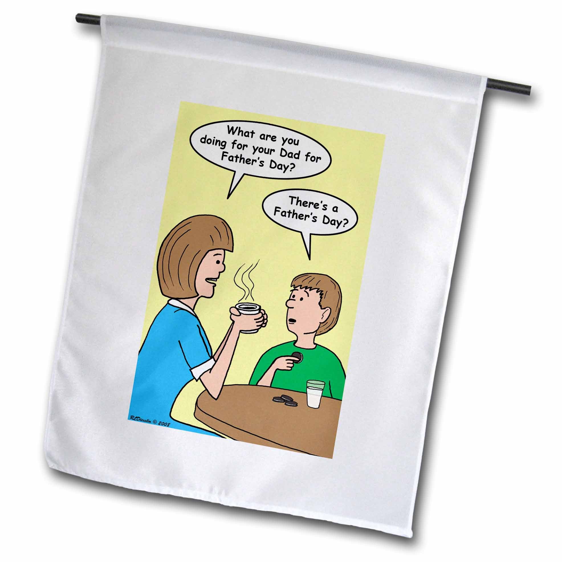 3dRose Rich Diesslin's Funny General Cartoons - Father's Day Humorous Mother and Son Conversation - 12 x 18 Inch Outdoor Garden Flag (fl_3515_1) - Perfect for Yard Decor, Seasonal Celebrations & Gift Giving