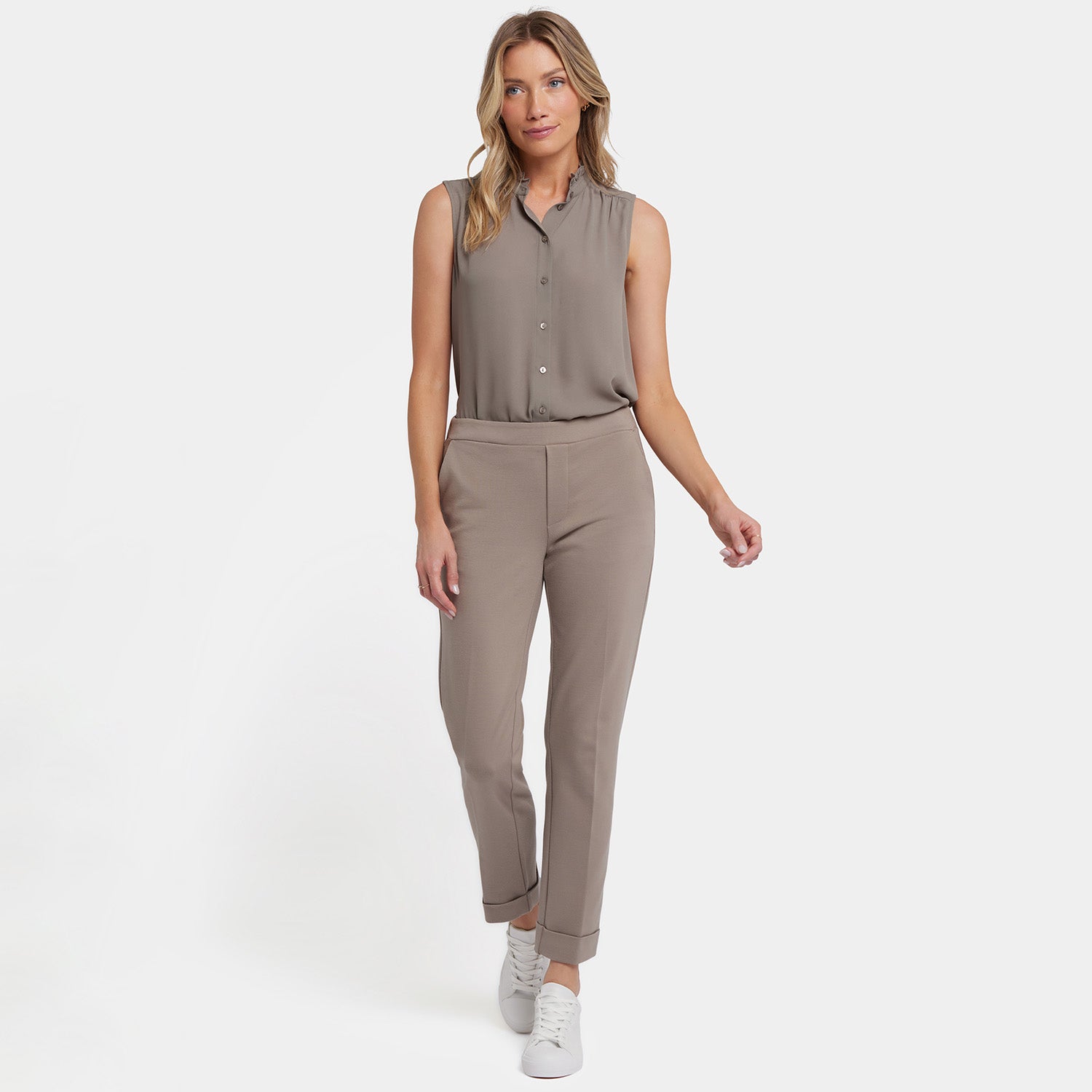 Cassidy Women's Ankle Pull On Trouser Pants - Comfortable Stretch Work Pants for Office & Business Casual Wear - Saddlewood Color