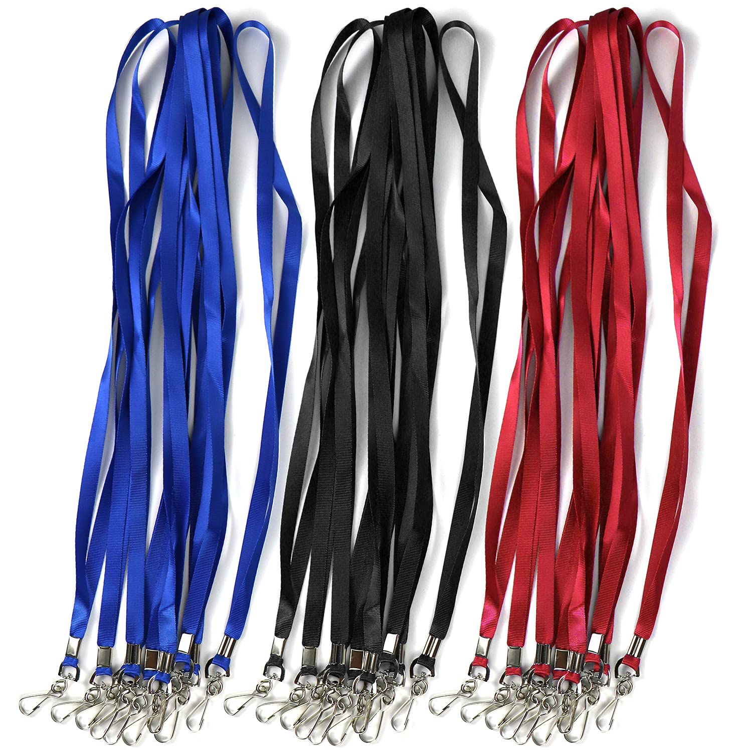 50-Pack Flat Lanyards with Swivel Hooks for ID Badges & Cruise Cards - Office & Travel Use