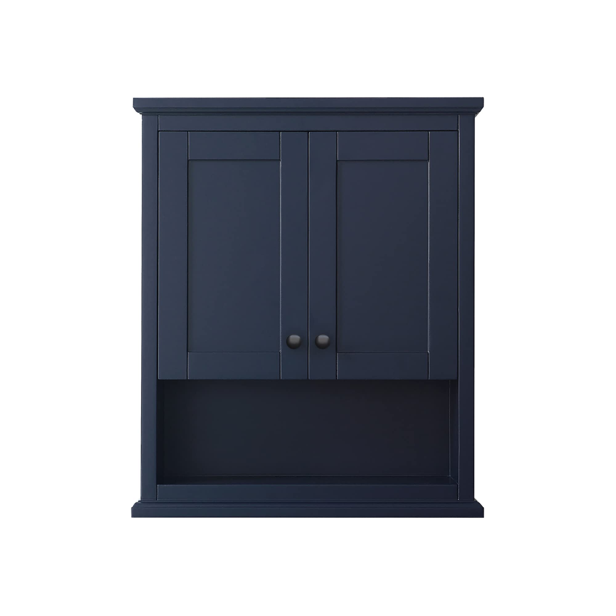 Wyndham Collection Avery Over-The-Toilet Bathroom Storage Cabinet - Wall Mounted Space Saver with Dark Blue Finish & Matte Black Trim - Perfect for Small Bathrooms, Apartments, and Powder Rooms