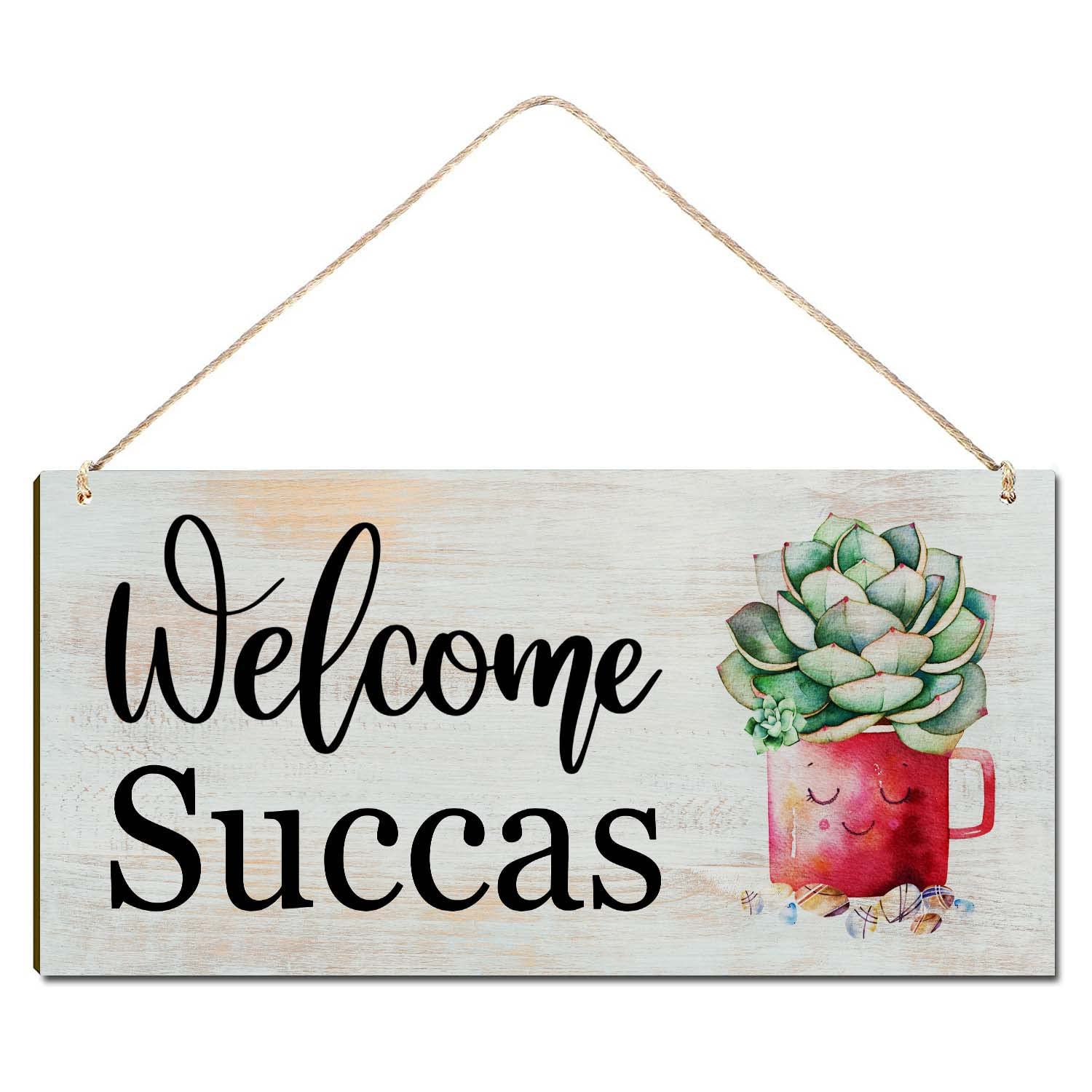 Funny Cactus Welcome Sign for Front Door - 12x6 Inch Rustic Farmhouse Porch Decor, Outdoor Wall Art, Housewarming Gift - Perfect for Home Entryway, Patio, and Garden Decorations