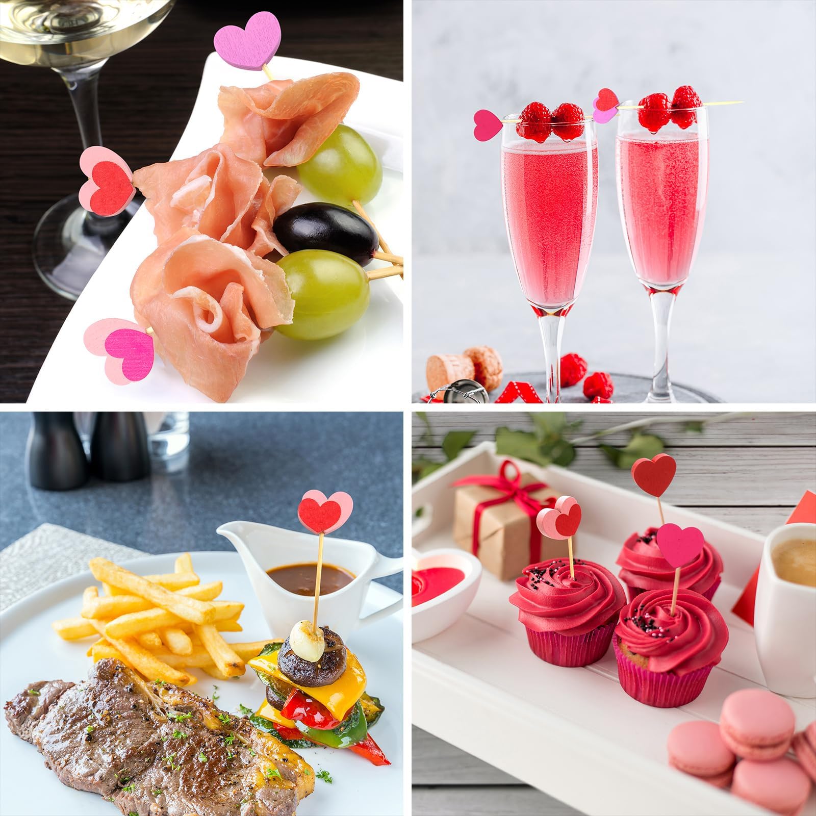 Valentine's Day Cocktail Picks 120 Pcs - Red Heart Appetizer Toothpicks for Food, Fruit, Sandwiches - Perfect for Valentine's Party, Birthday, Wedding & Anniversary Decorations - Great for Cocktail Parties, Bridal Showers & Romantic Dinner Table Settings