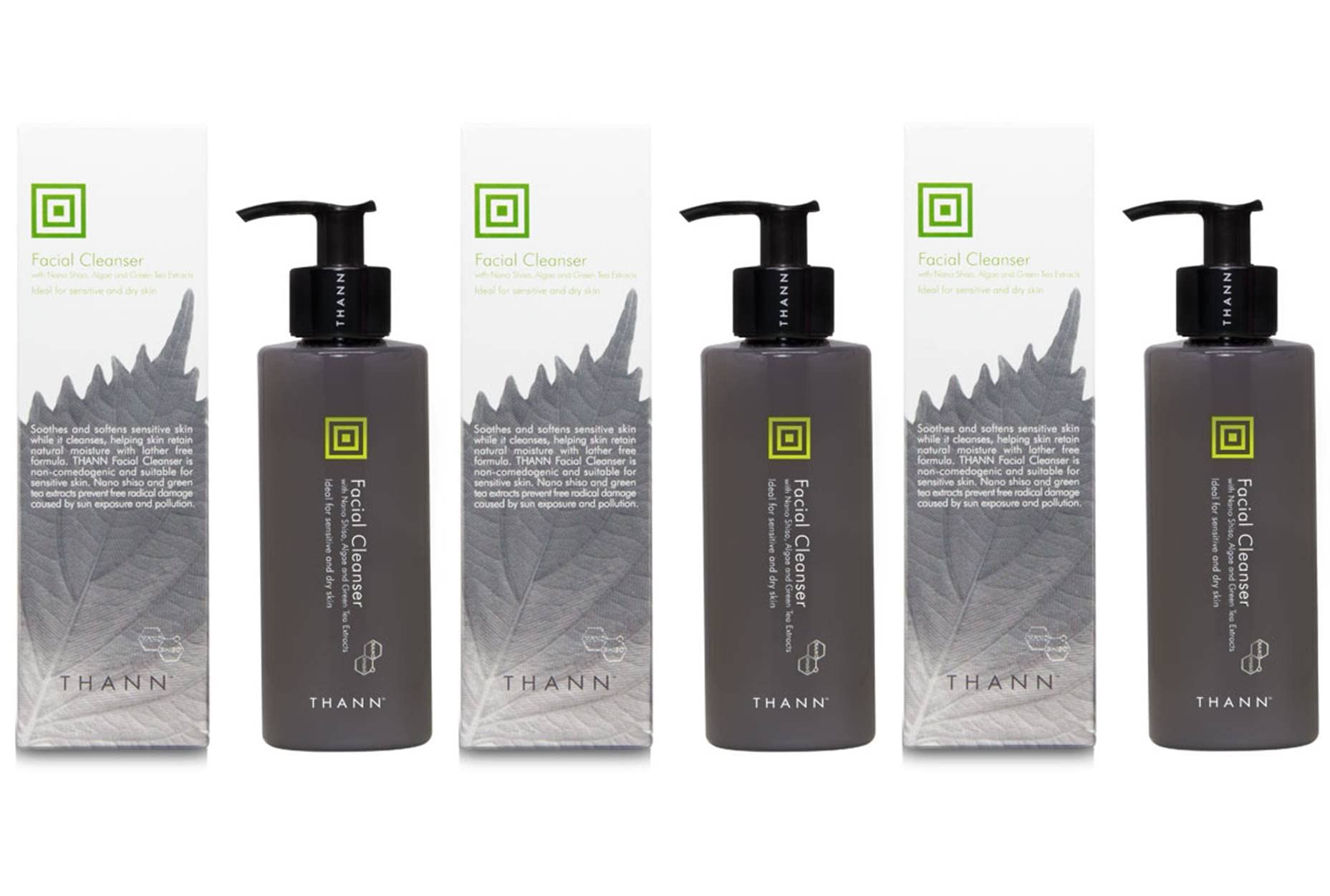 THANN Facial Cleanser with Nano Shiso & Green Tea Extracts - 6.76 Fl Oz (Pack of 3) | Gentle Daily Cleansing for Sensitive & Acne-Prone Skin | Perfect for Travel & Skincare Routine