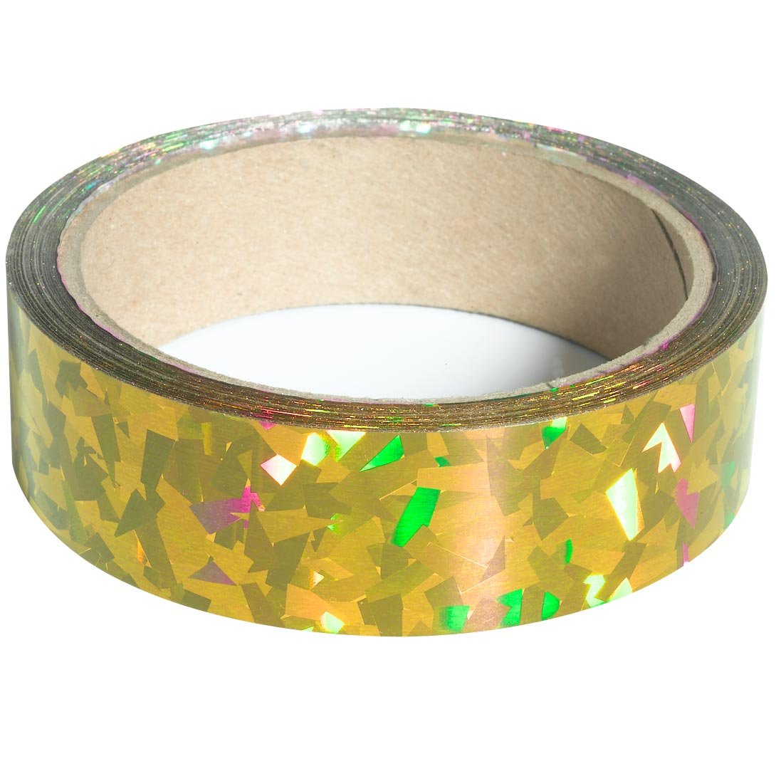TCDesignerProducts Gold Holographic Streamer Roll - 1 Inch x 100 Feet for Party Decorations, Gift Wrapping, and DIY Crafts
