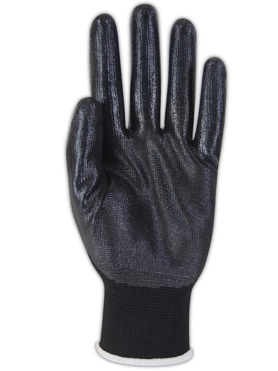 **MAGID Non-Slip Polyester Mechanic Work Gloves - 144 PR, Lightweight Nitrile Coated, Size 9/L, Automotive, Reusable, 13-Gauge, Black (GP161) - Perfect for Auto Repair, Construction & Heavy-Duty Work**
