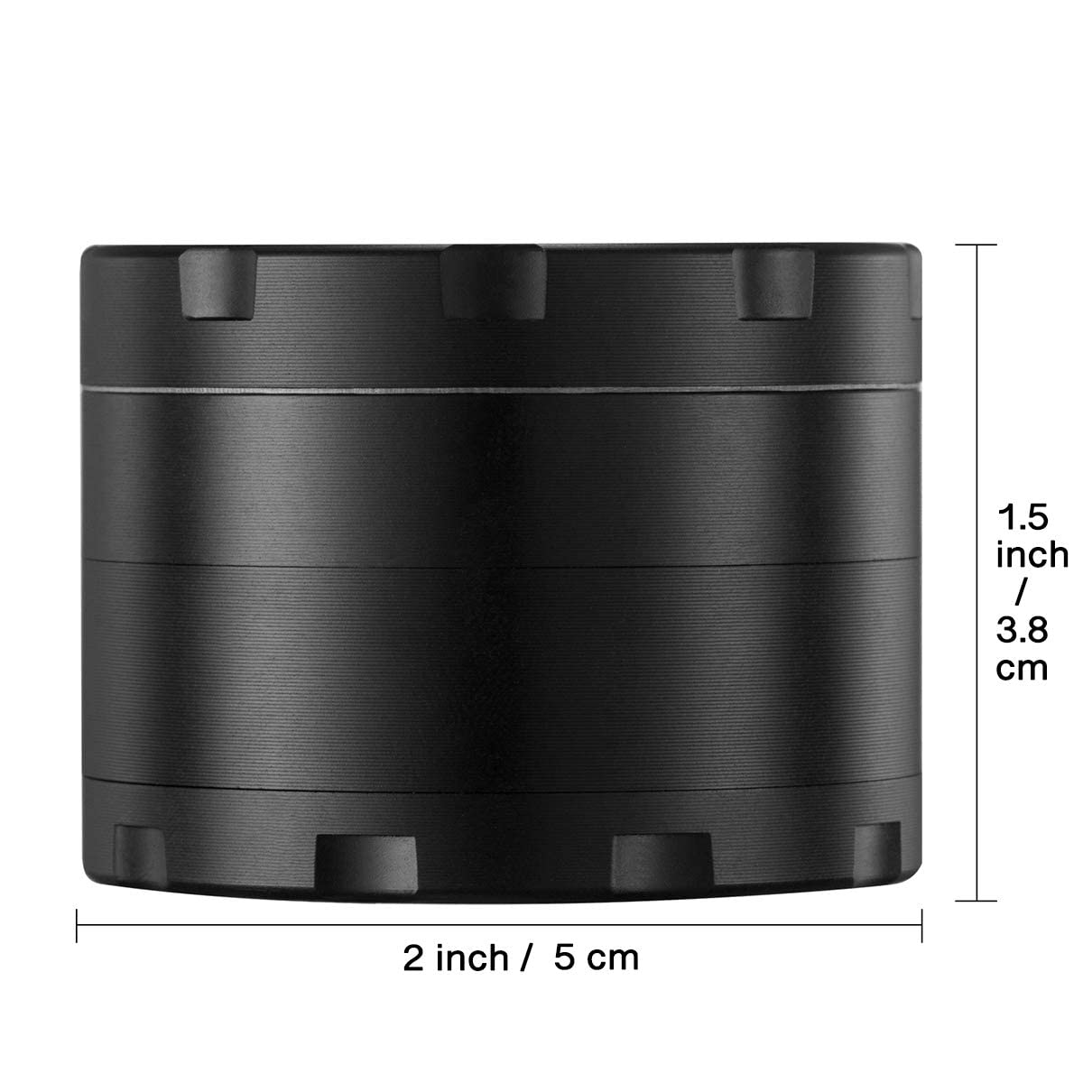 Premium 4-Piece Titanium Zinc Alloy Spice Grinder with Diamond-Shaped Teeth & Pollen Catcher - 2 Inch Black Herb Grinder for Tobacco, Spices, and Herbs - Perfect for Cooking, Baking, and DIY Blends