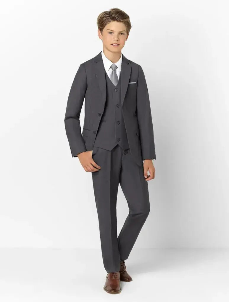 **Boys' 2-Piece Suit Set in Charcoal - Formal & Party Wear for Weddings, School Events & Special Occasions**