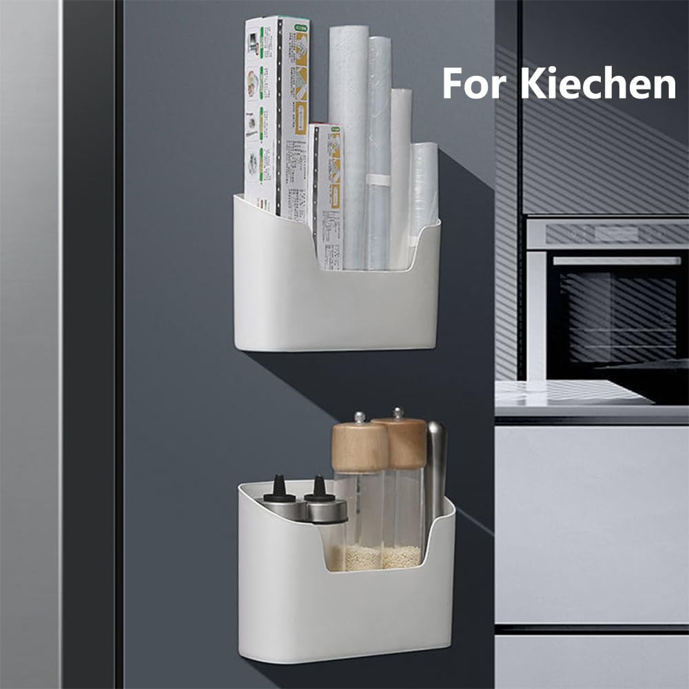 Bawuie Adhesive Cabinet Door Organizer - 2 Pack White Wall Mounted Pantry Storage for Food Container Lids | Space Saving Kitchen & Bathroom Organizer for Plastic Lids | Perfect for Small Spaces, Closet & Cabinet Doors