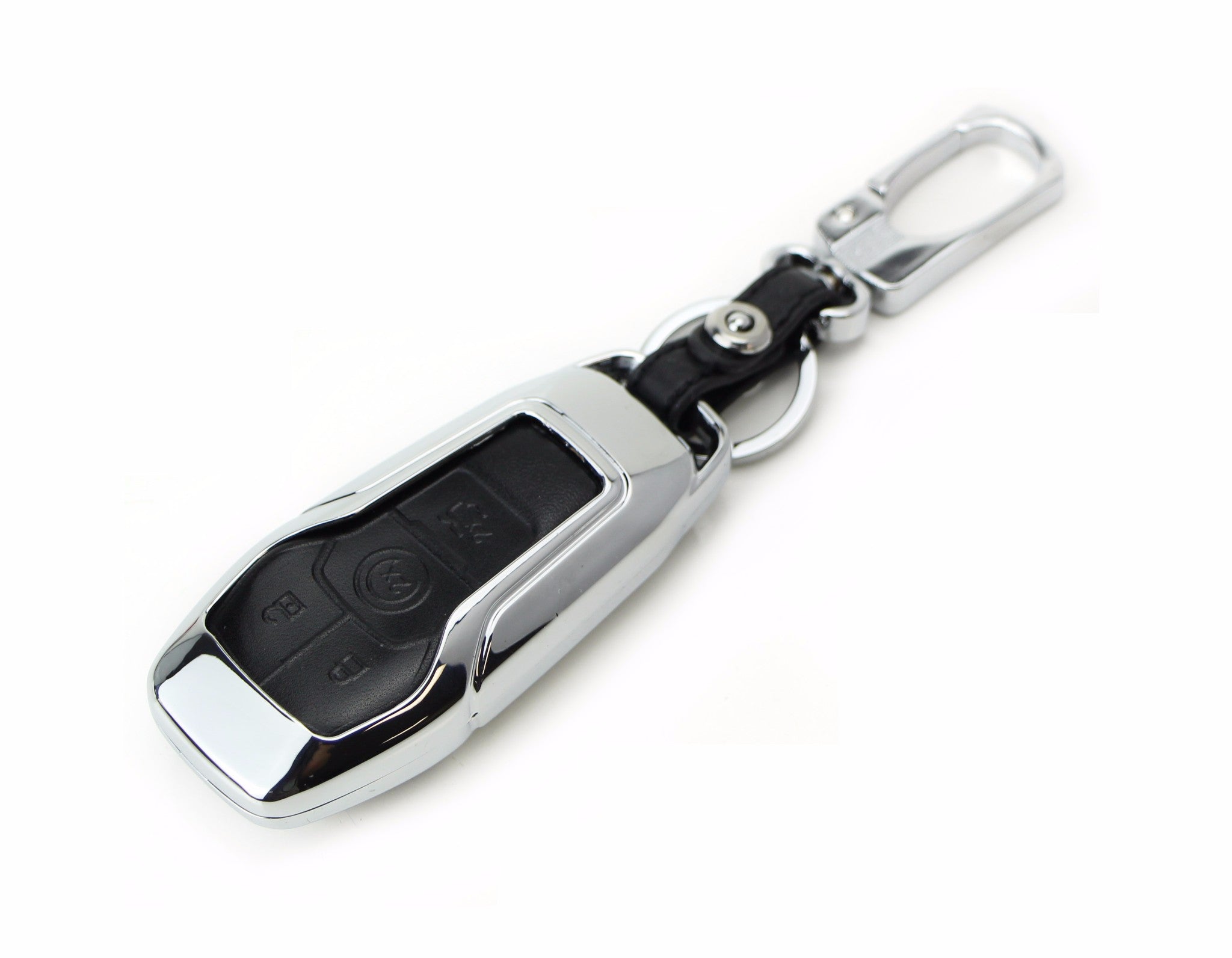 Premium Chrome Alloy Metal Key Fob Shell Cover Replacement for Ford Lincoln 4/5 Button Smart Key - Durable Protection & Style Upgrade for Car Keys