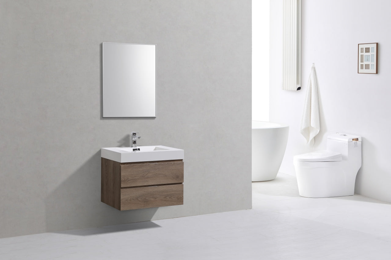 BSL30 Butternut Wall Mount Bathroom Vanity - 24 Inch Floating Vanity with Sink for Modern Bathroom | Perfect for Small Spaces & Powder Rooms