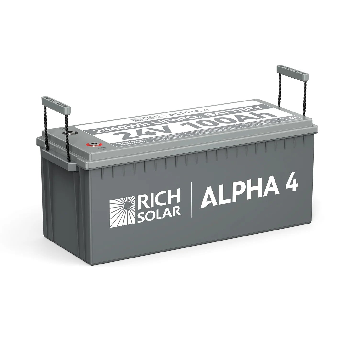 Rich Solar ALPHA 4 24V 100Ah LiFePO4 Lithium Battery with Built-in Heating & Bluetooth - Perfect for Solar Power Systems, RVs, Marine Applications, and Off-Grid Energy Storage