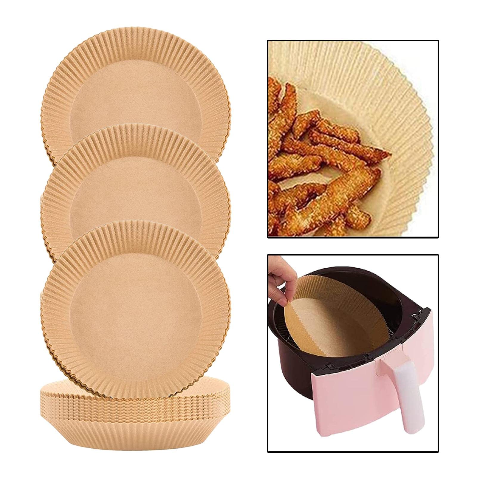 **Disposable Air Fryer Liners - 300 Pack Round Non-Stick Parchment Paper Sheets for Oil-Proof Baking, Roasting & Frying | Natural Unbleached & Eco-Friendly | Perfect for Air Fryers, Ovens & Kitchen Cooking**