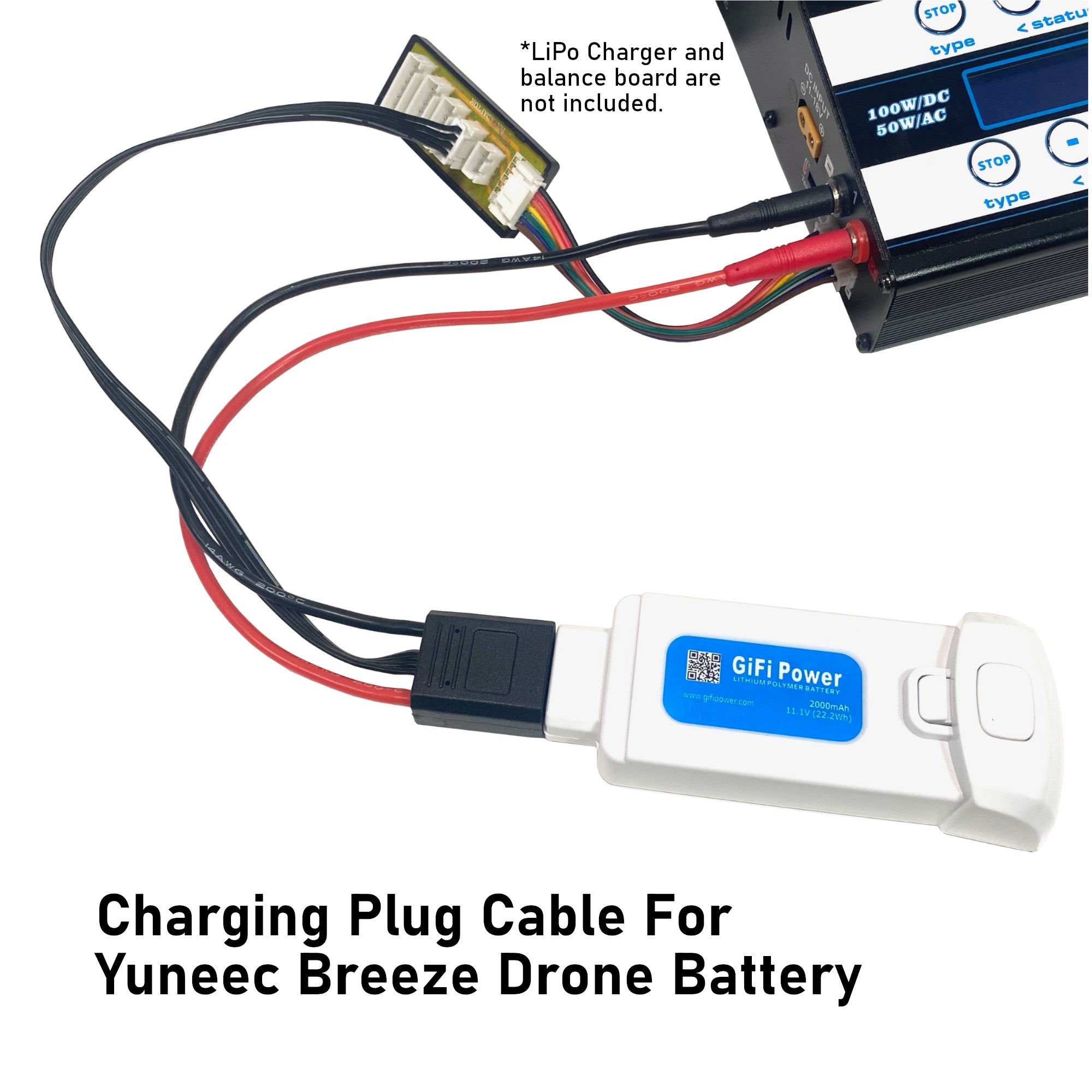 MaximalPower GIFI Power LiPo Battery Balance Charger Cable for YUNEEC Breeze & Mantis Drones - Replacement Charging Plug Accessory | Perfect for Drone Battery Maintenance & Field Charging