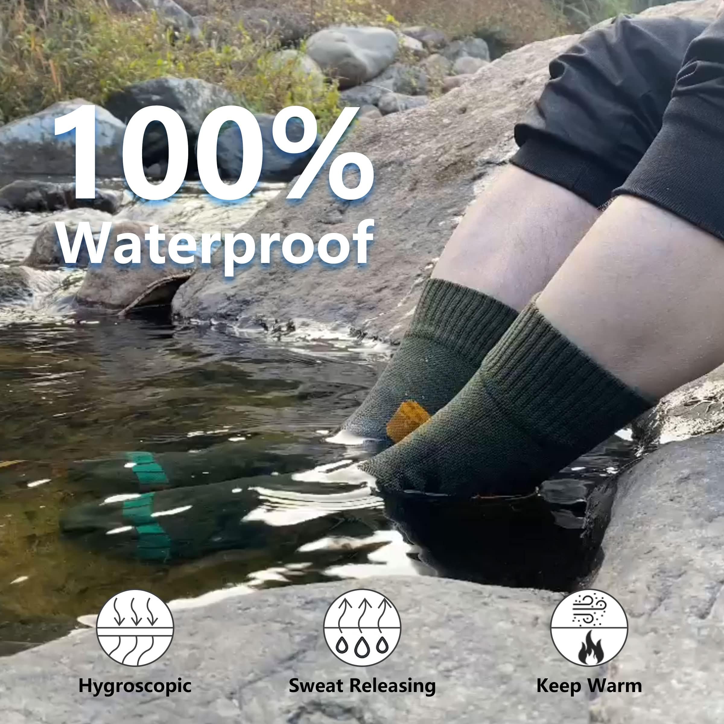 Waterproof Socks for Men & Women - Breathable Cushioned Hiking, Skiing & Outdoor Sports Crew Socks - Perfect for Hiking, Wading, Skiing & Winter Activities