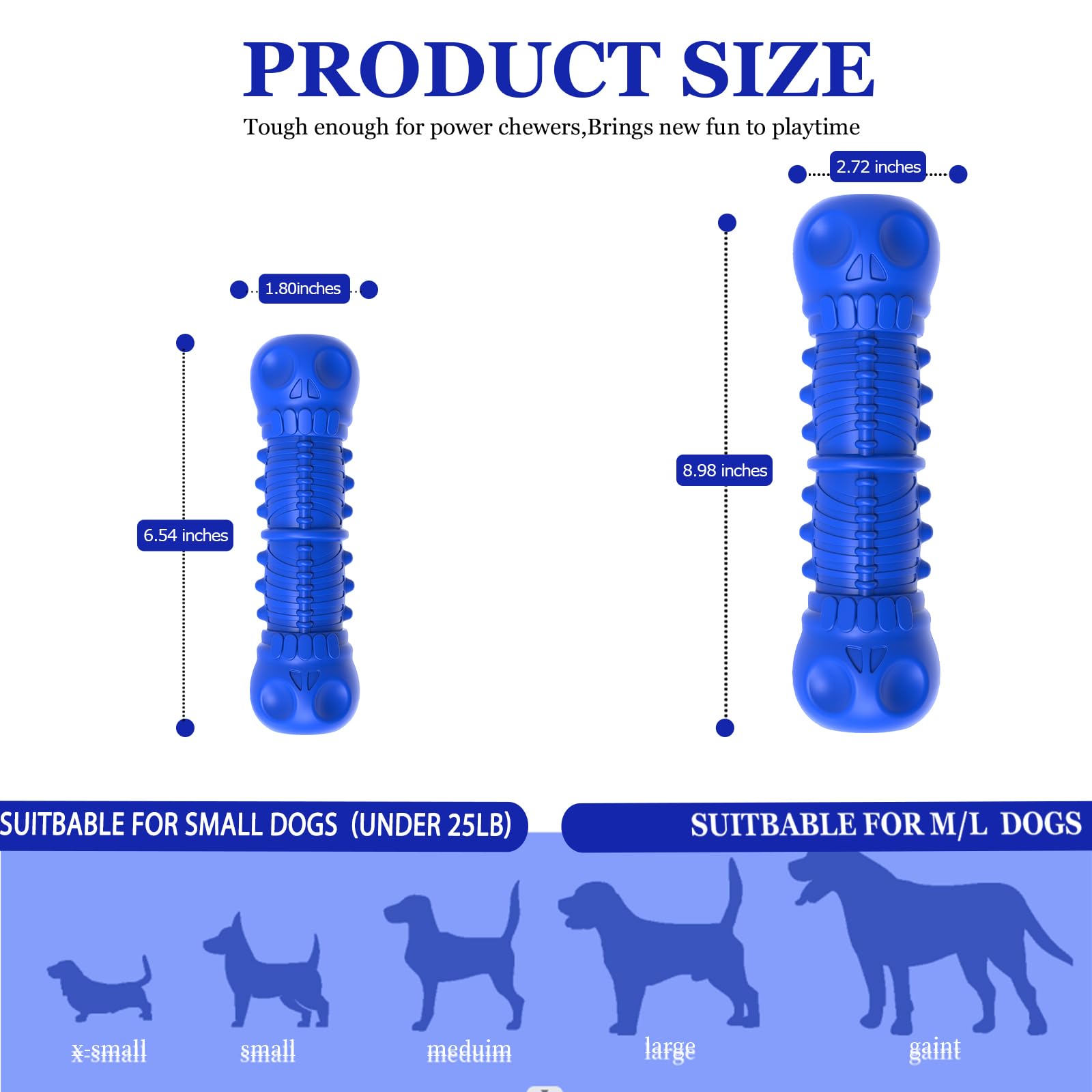 Durable Natural Rubber Dog Chew Toys for Aggressive Chewers - Tough Squeaky Toys for Medium Breed Dogs - Perfect for Playtime, Training & Teeth Cleaning