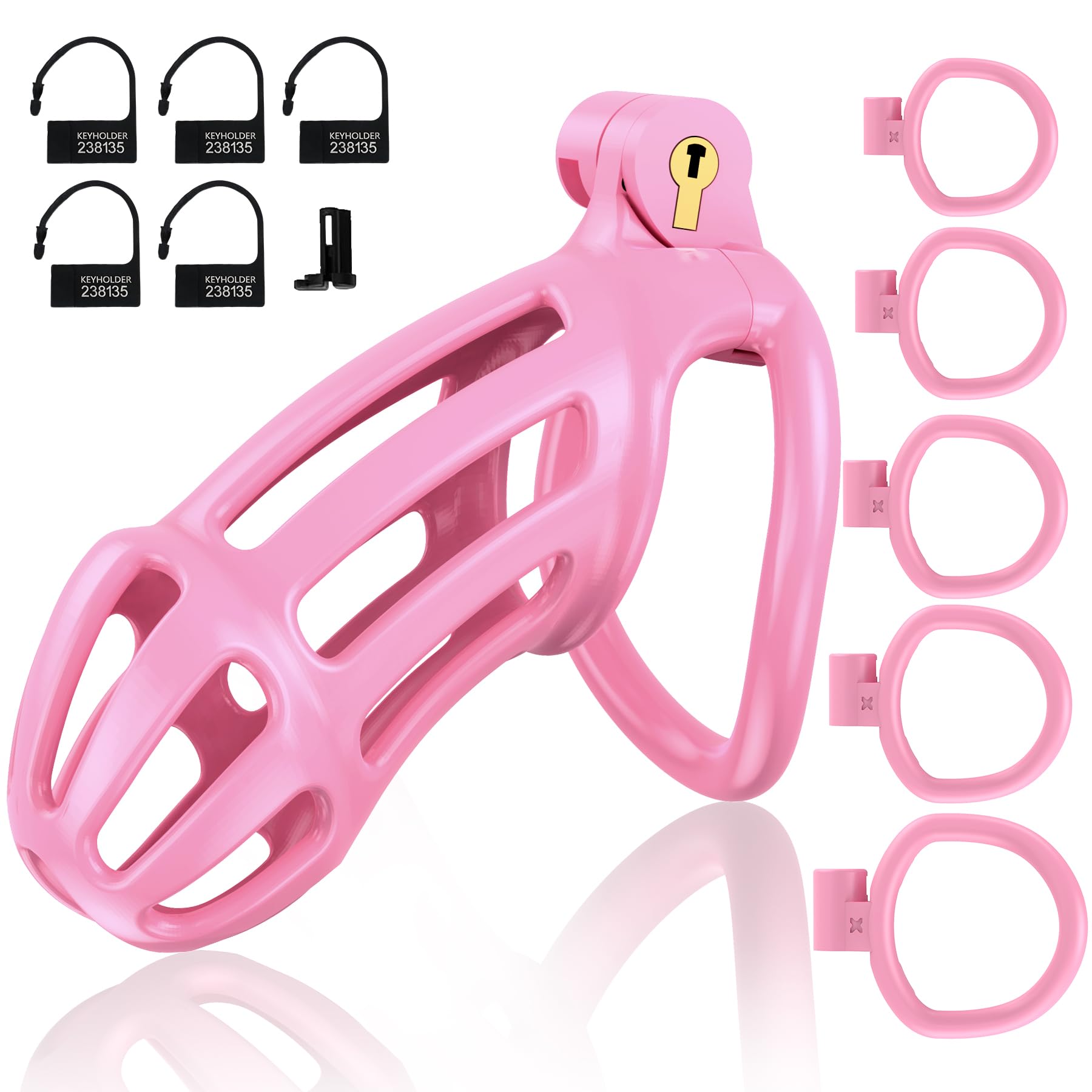 3D Printed Male Chastity Cage - Lightweight Penis Erection Control Device with 5 Adjustable Ball Rings | BDSM Bondage Sex Toy for Men | Perfect for Couples Play, Tease & Denial, and Long-Term Wear
