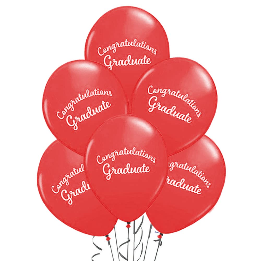 Premium Red Congrats Graduation Script Balloons - 25 Latex Balloons for Graduation Party Decorations | PMU Graduation Supplies | Perfect for Graduation Ceremonies, Parties & Photo Backdrops