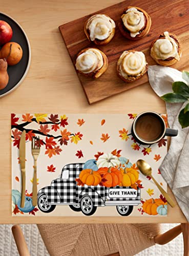 Buffalo Plaid Truck With Pumpkin