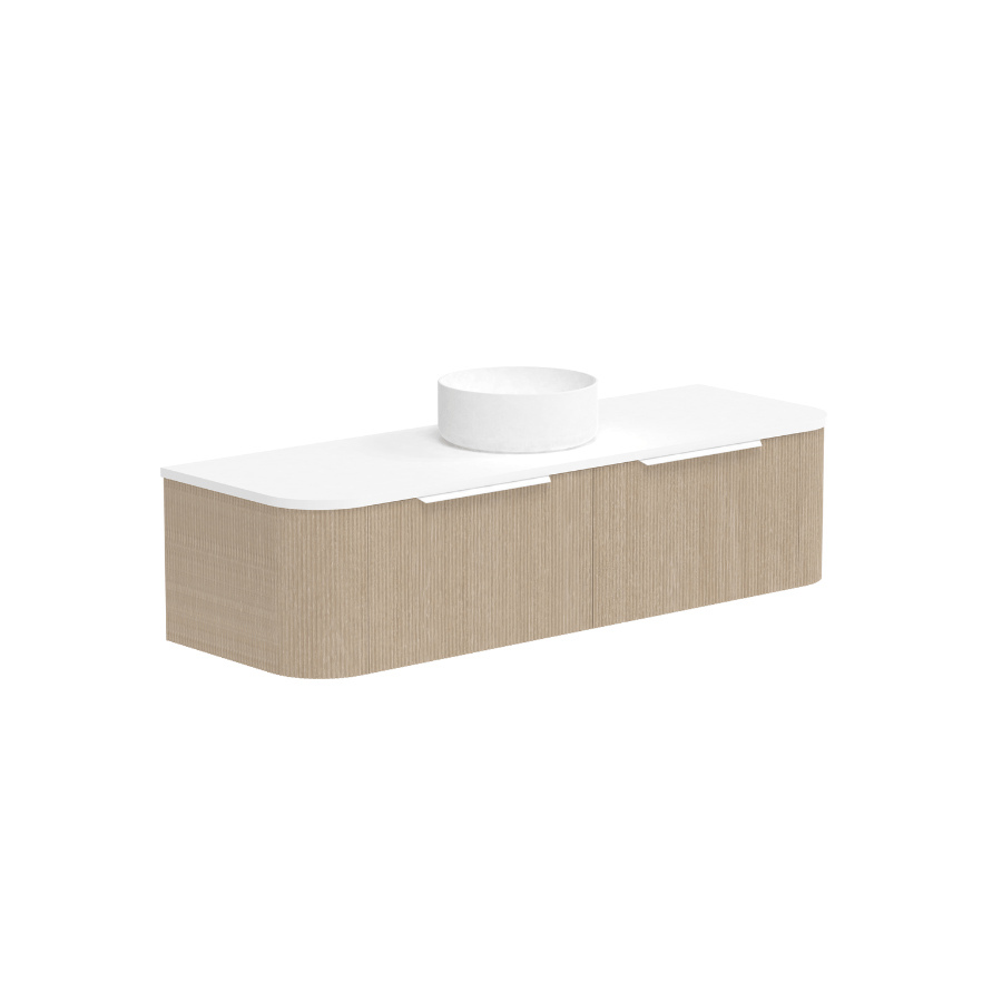 Waverley Vanity 1500 Wall Mounted Bathroom Sink Cabinet in Coastal Oak Finish - Perfect for Coastal, Farmhouse & Modern Bathroom Decor