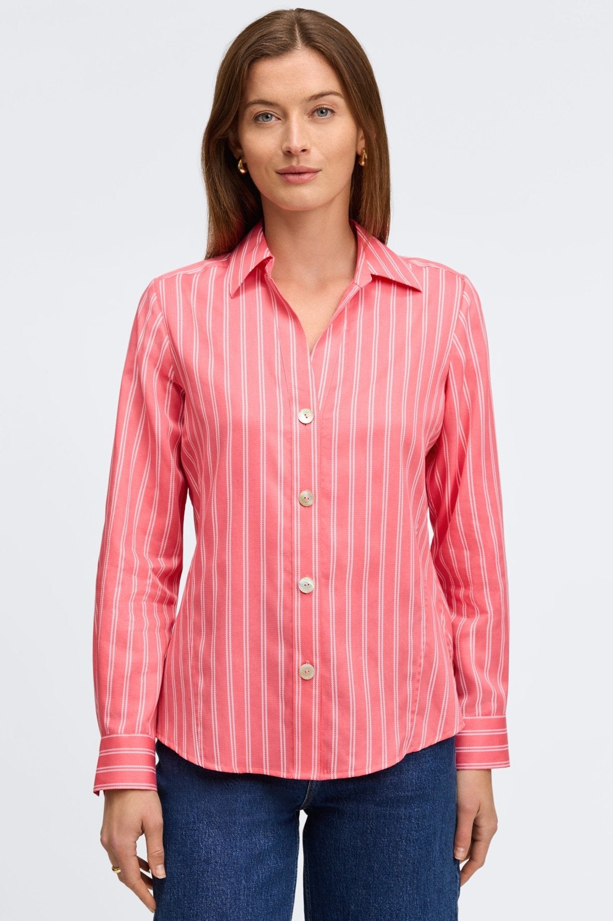 Paityn Rope Stripe Long Sleeve Shirt for Women - Casual Button Down Blouse with Striped Pattern - Perfect for Office, Date Night & Fall Layering