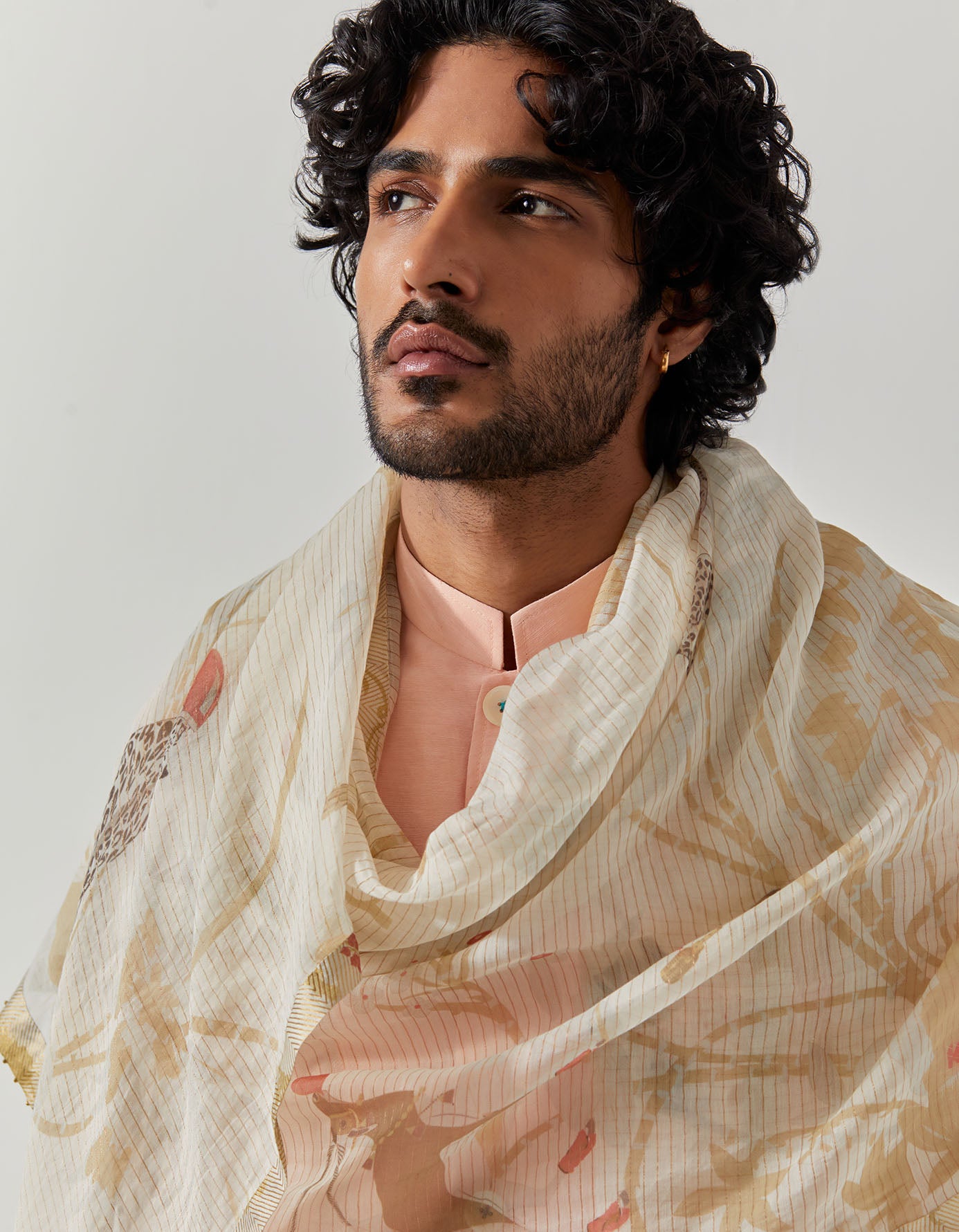 Elegant Chanderi Silk Ivory Dupatta with Rainforest Print - Perfect for Weddings, Parties & Ethnic Fashion