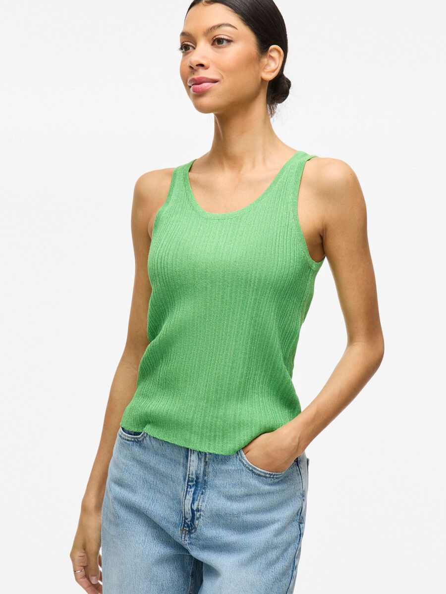 Fallon Knitted Vest Top for Women - Summer Green Cotton Blend Casual Wear | Perfect for Layering, Office Outfits & Summer Fashion