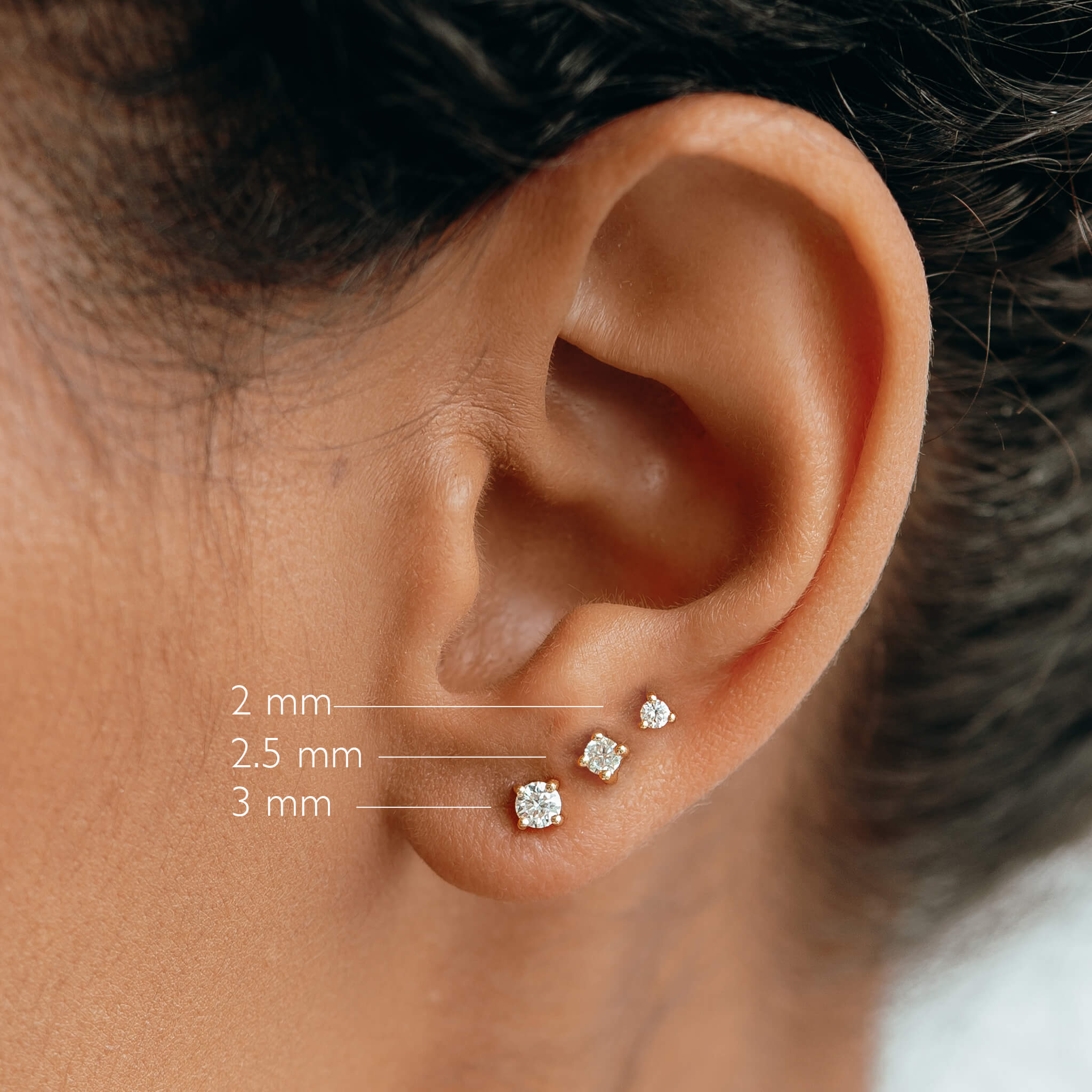 14K Yellow Gold Diamond Stud Earrings 3mm - Aria Single Piece | Elegant Everyday Jewelry for Women, Perfect Gift for Birthdays & Anniversaries