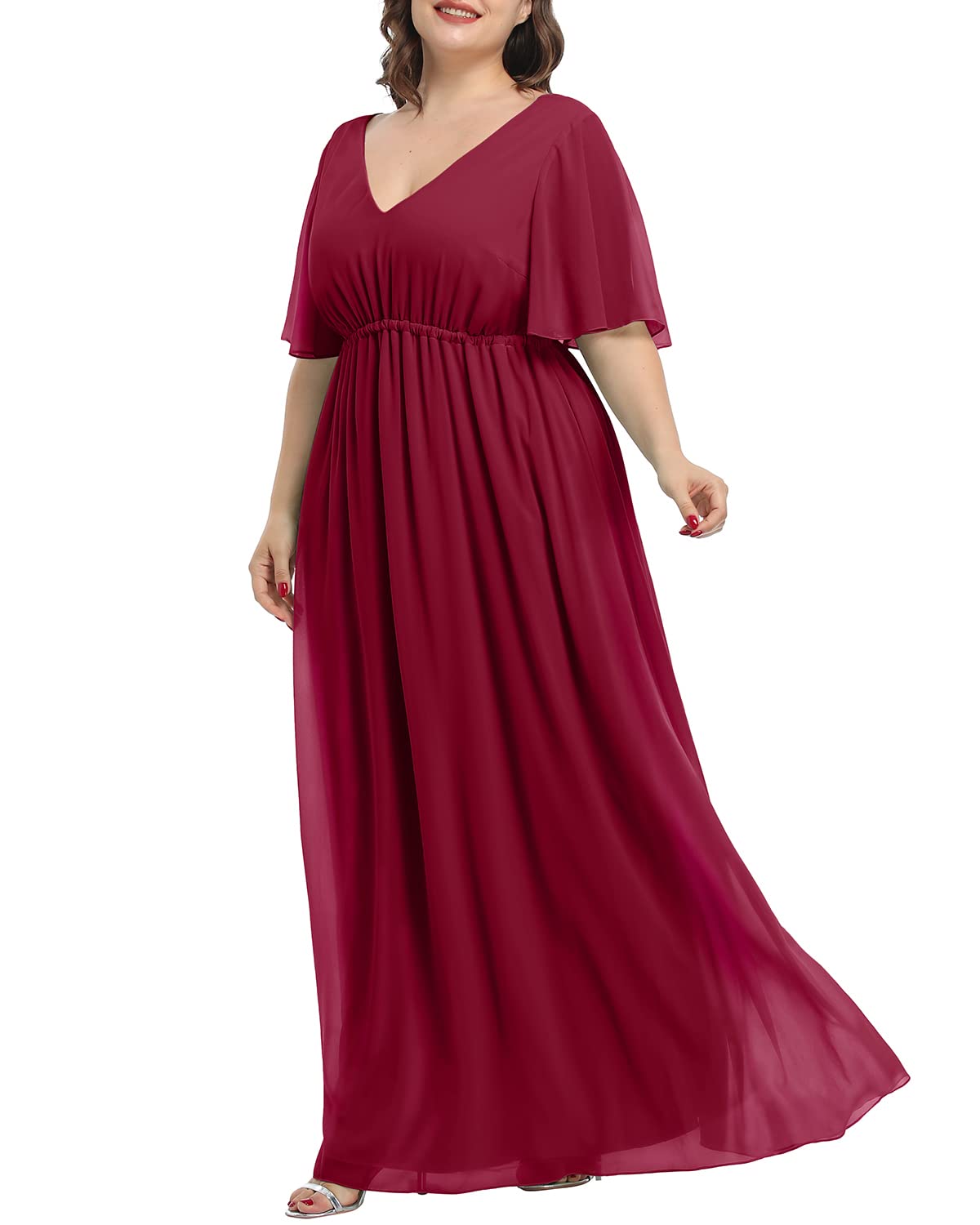 Elegant Plus Size Chiffon Maxi Dress for Women - Formal Wedding Guest & Bridesmaid Dress | Pinup Fashion Long Dress for Special Occasions, Parties & Evening Events