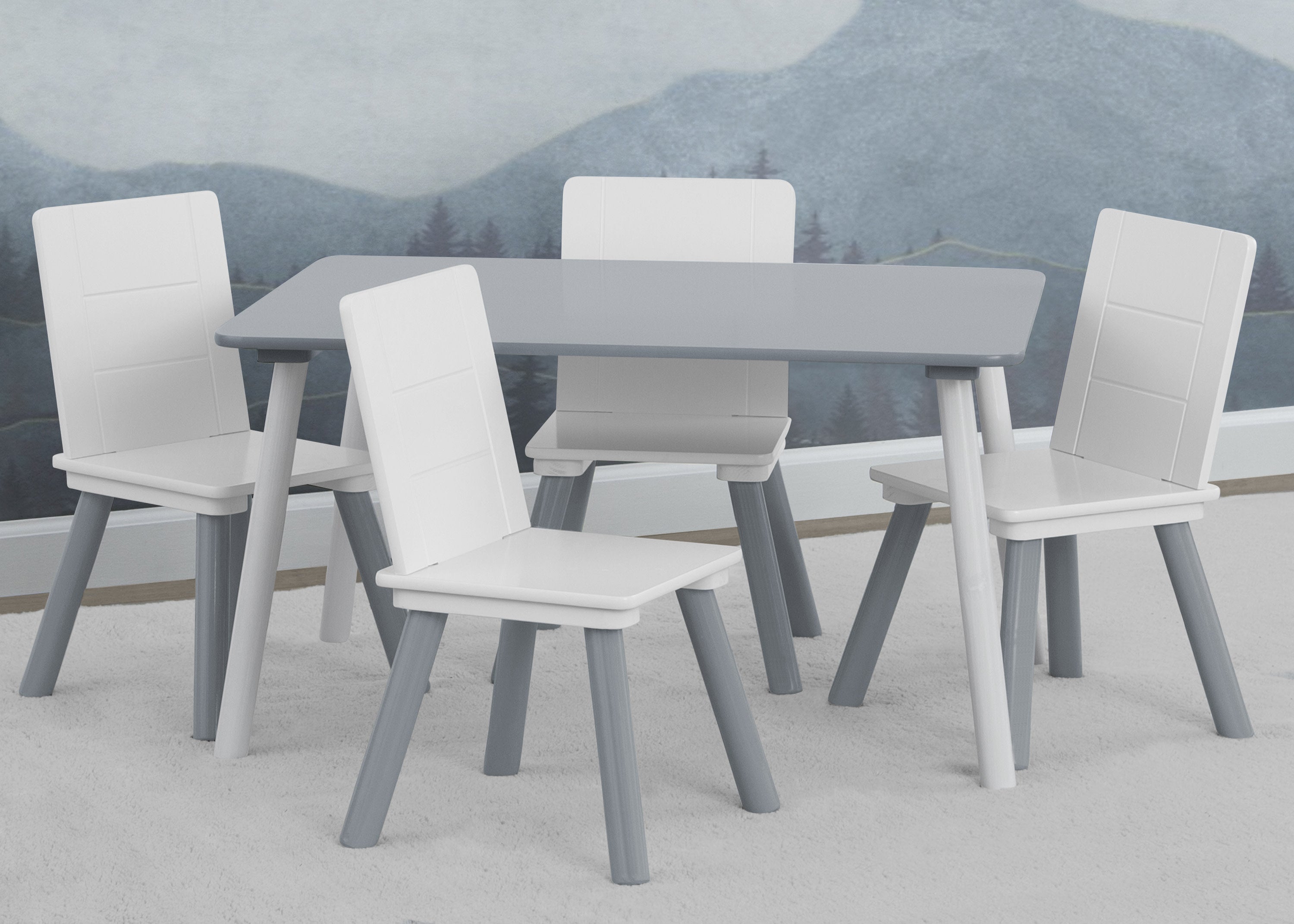 Kids Table and Chair Set - 4-Piece Wooden Children's Furniture for Playroom, Learning & Dining - Perfect for Toddlers & Preschoolers (Pink/Blue) - Ideal for Arts & Crafts, Snack Time, and Homeschooling Activities