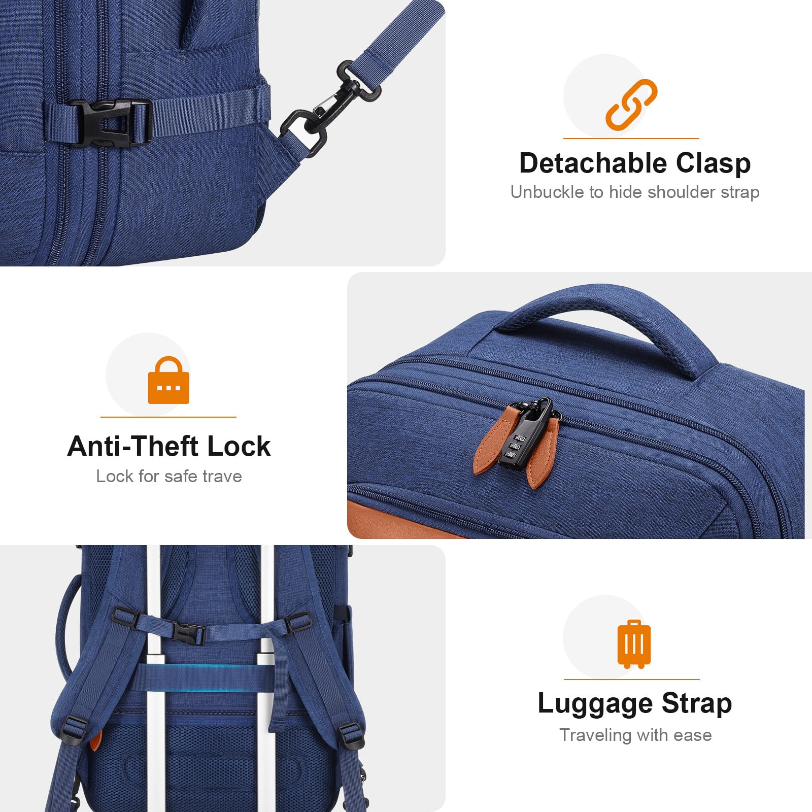 Bagsure 42L Expandable Travel Backpack - TSA Approved Carry On Luggage with Laptop Compartment | Perfect for Air Travel, Business Trips & Outdoor Adventures
