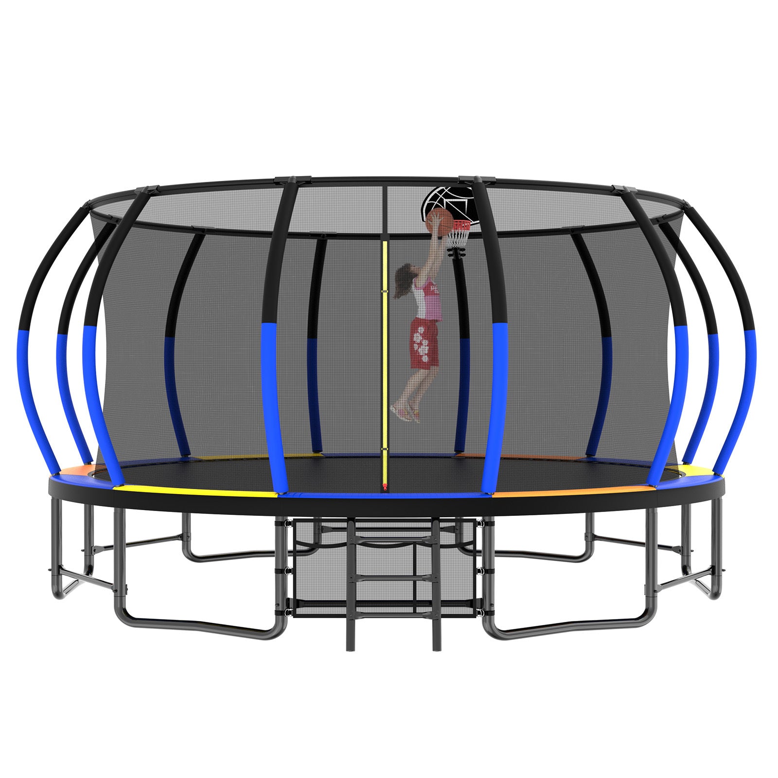 16FT Trampoline with Safety Enclosure - ASTM Approved Outdoor Trampoline for Kids with Ladder & Anti-Rust Coating | Perfect for Backyard Fun, Exercise, and Family Outdoor Activities