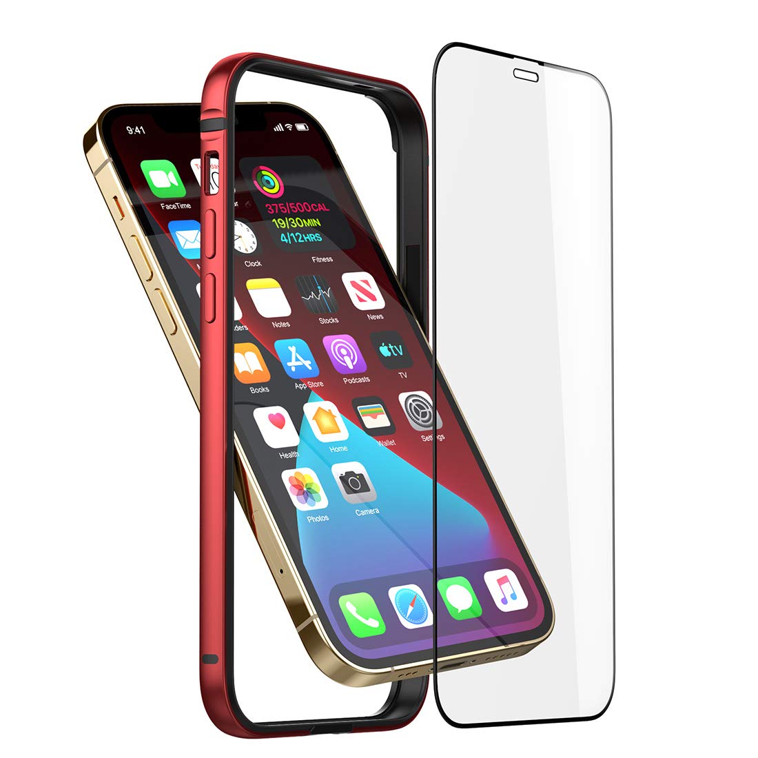 Eastcoo Ultra Slim Thin Phone Case for iPhone 12 & 12 Pro - Metal Bumper with Soft TPU Inner Shell | No Signal Interference | Supports Wireless Charging | Shockproof Protection | Perfect for Work, Travel & Everyday Use (Red)