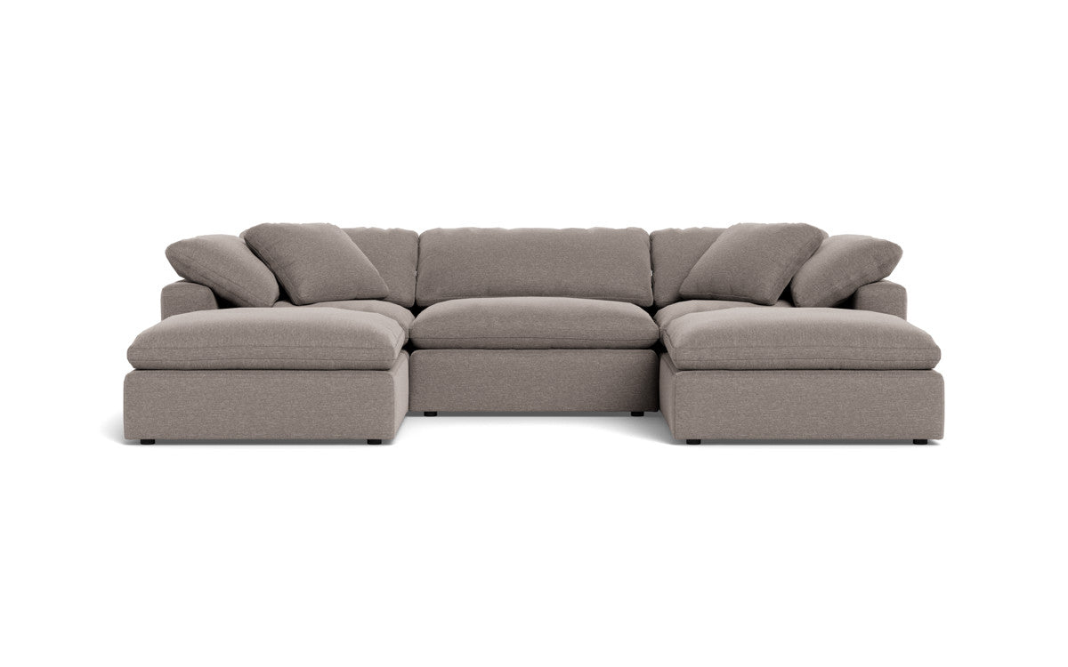 Fluffy 3-Piece Sofa Set with Double Ottoman - Soft and Comfortable Living Room Furniture for Small Spaces, Apartment, Dorm or Lounge Area
